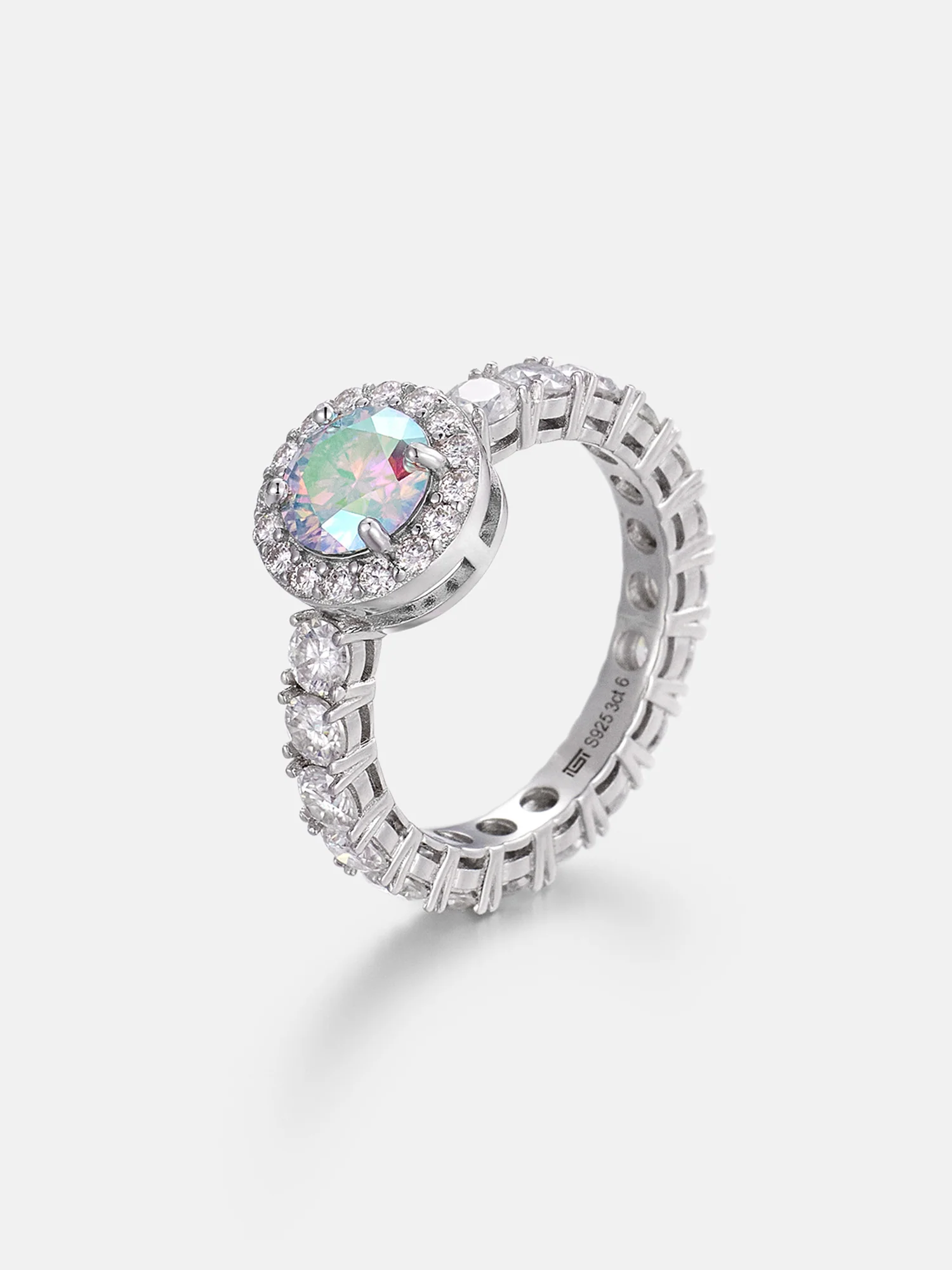 6.5mm Rainbow Moissanite Iced Band Ring - Image 3