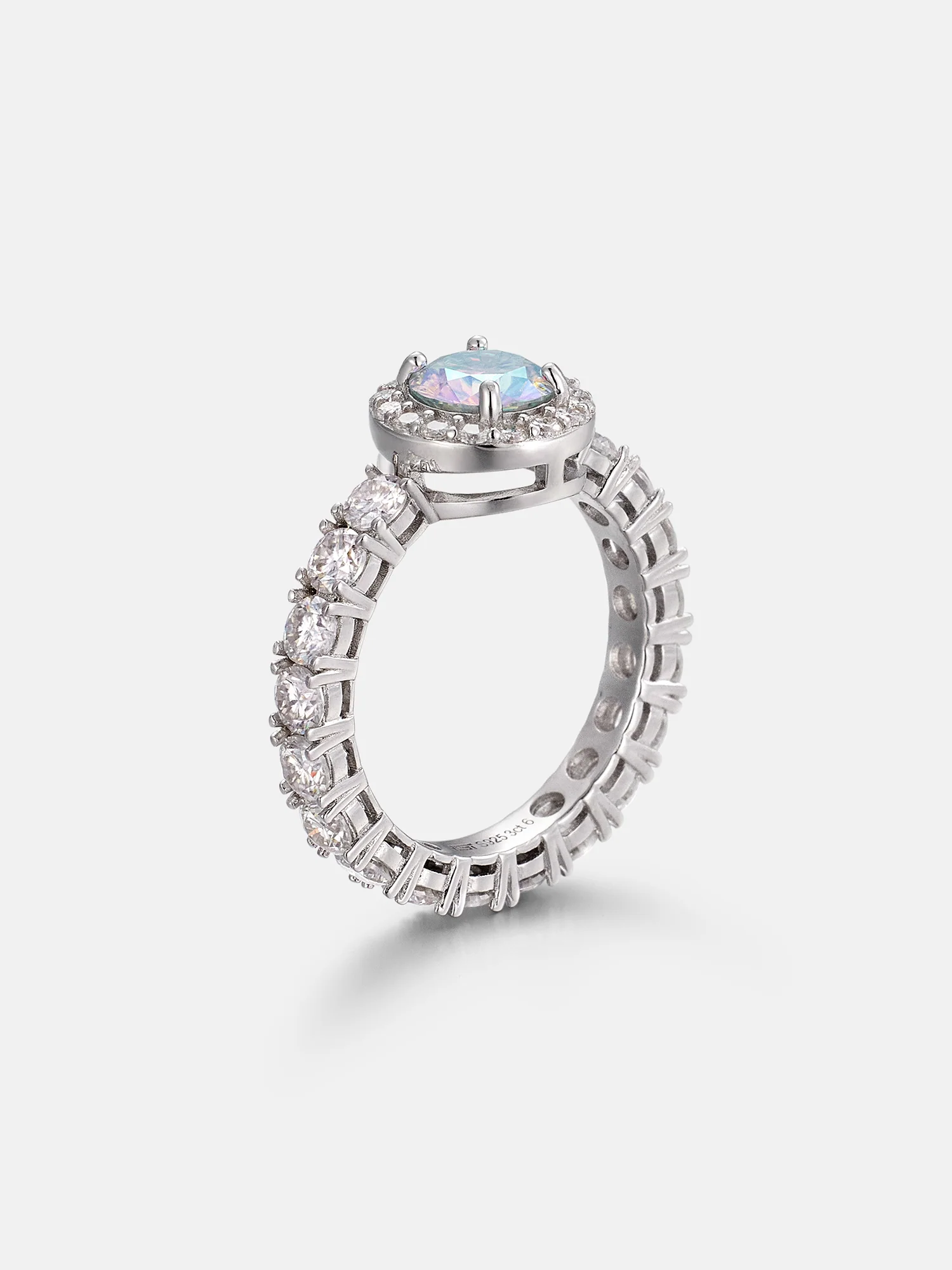 6.5mm Rainbow Moissanite Iced Band Ring - Image 4