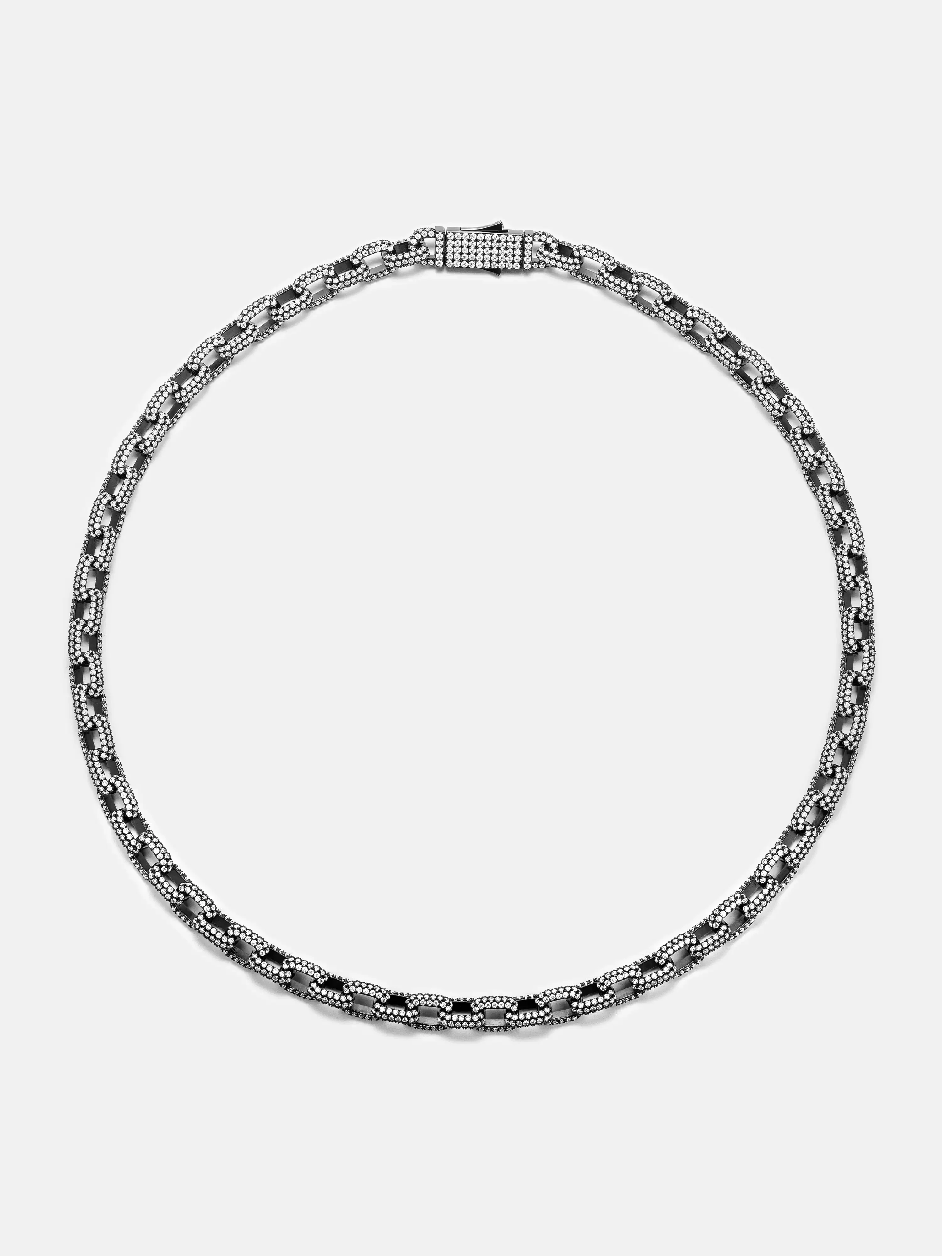 6.5mm S925 Moissanite Rolo Link Chain In Black Gold - Image 3