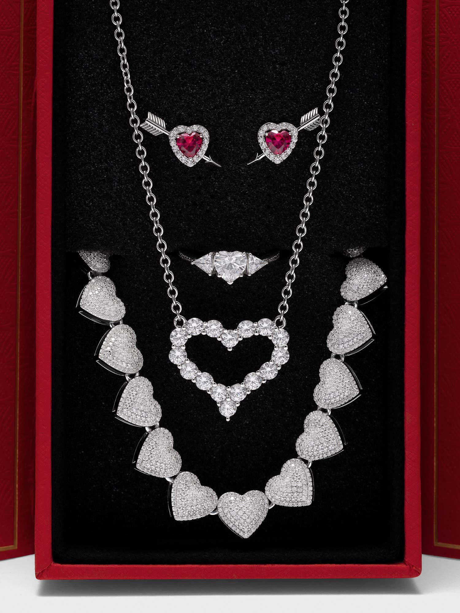 6-Piece Moissanite "Arrow of Love" Heart Jewelry Set - Image 2