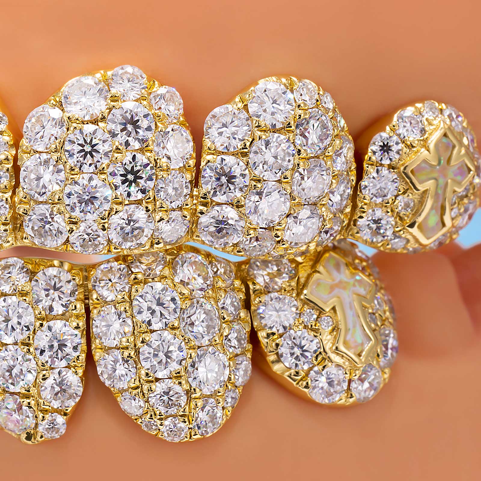 6 Pointer Diamond Grillz w Gemstone Heart - Image 5