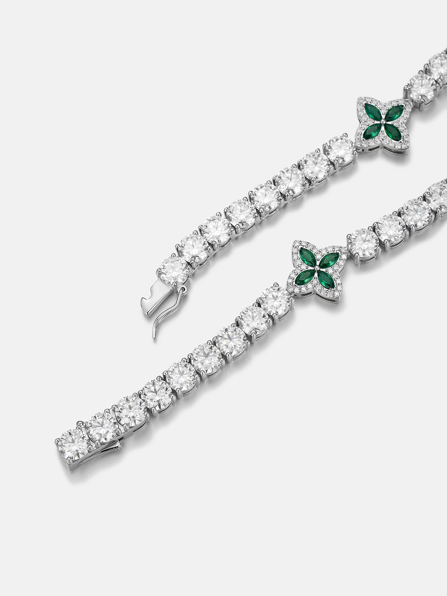 6mm Ankh & Green Clover Moissanite Tennis Chain - Image 3