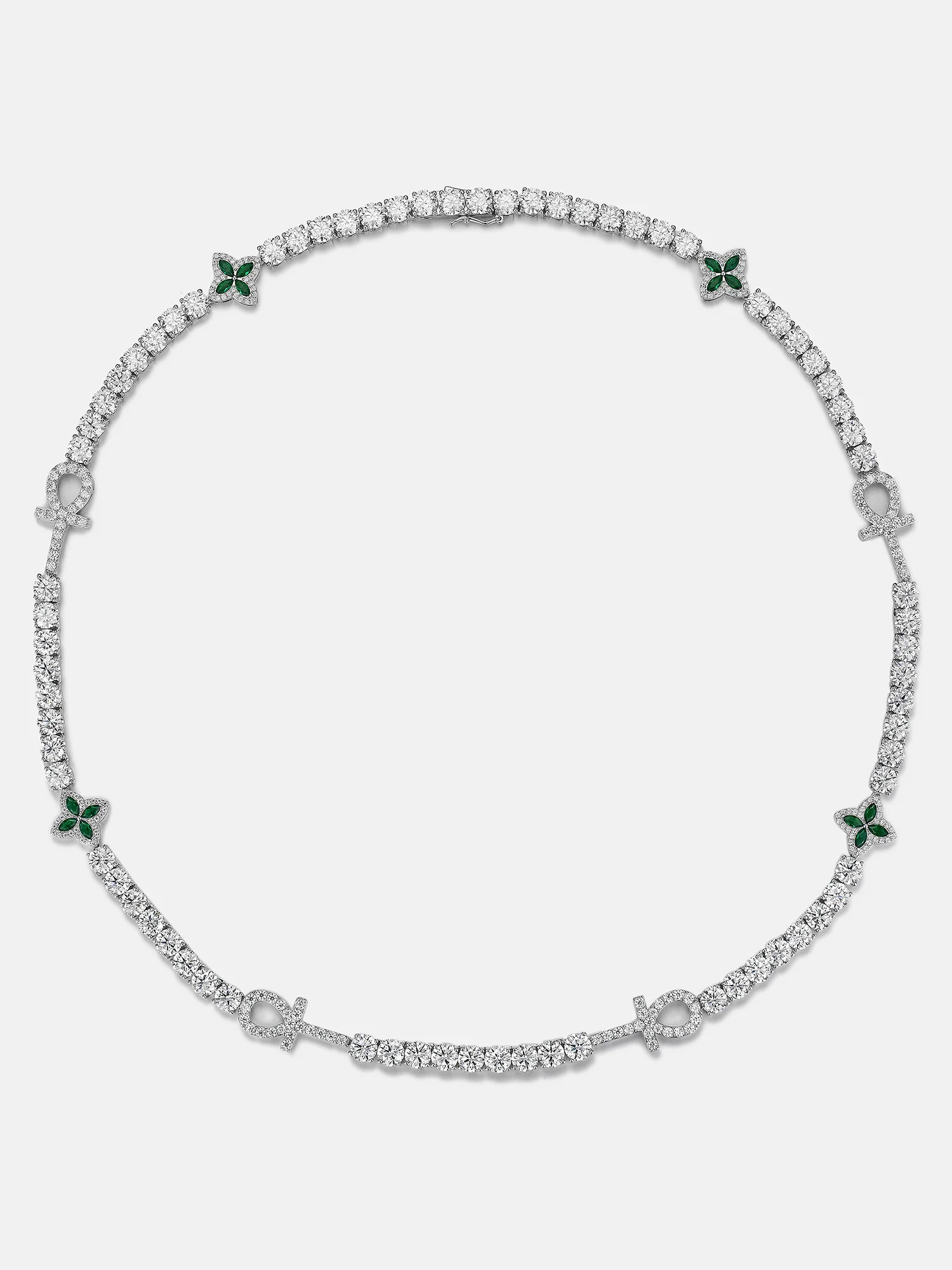 6mm Ankh & Green Clover Moissanite Tennis Chain - Image 4