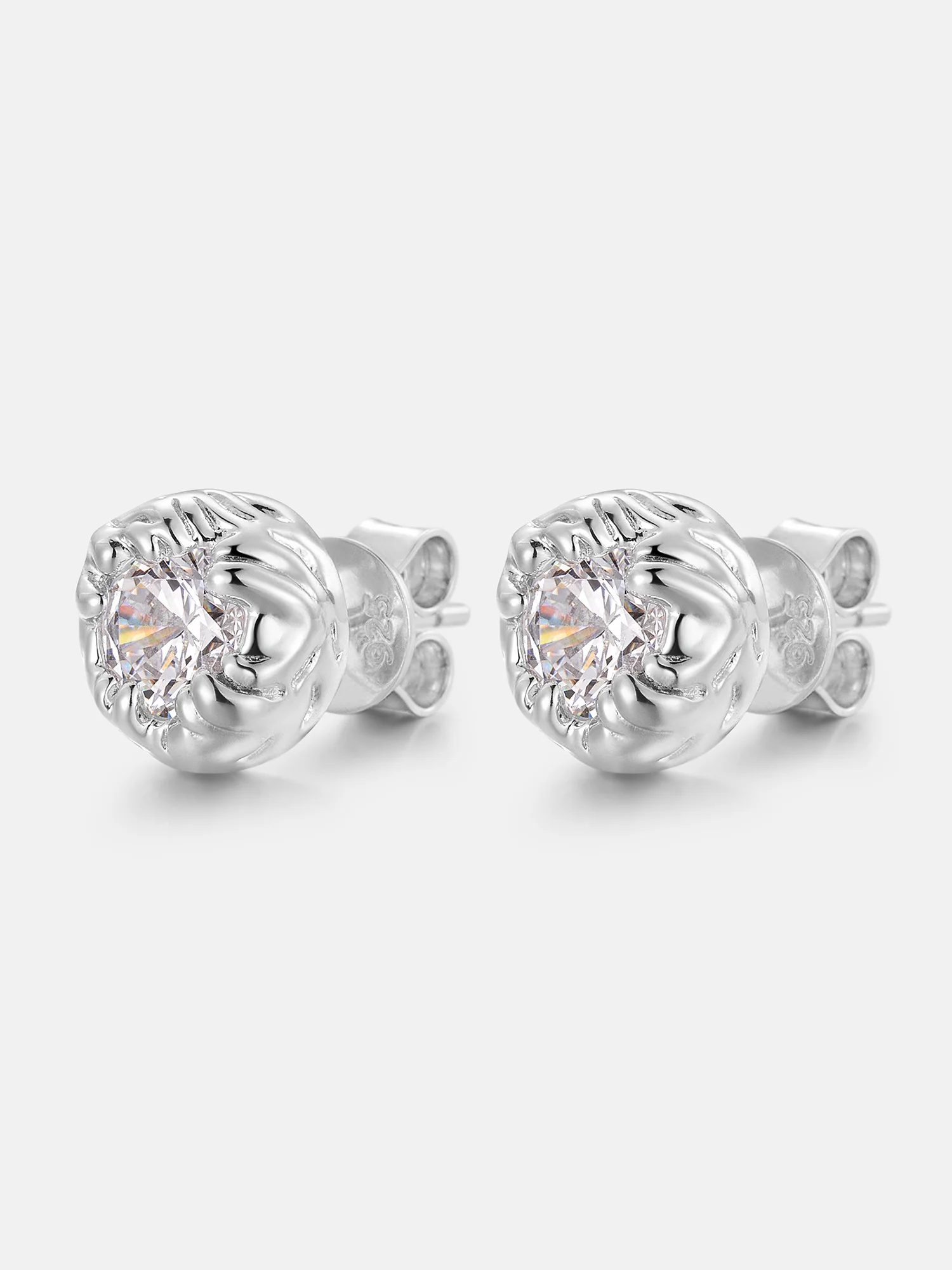 6MM Moissanite Fluid Stud Earrings - Image 2
