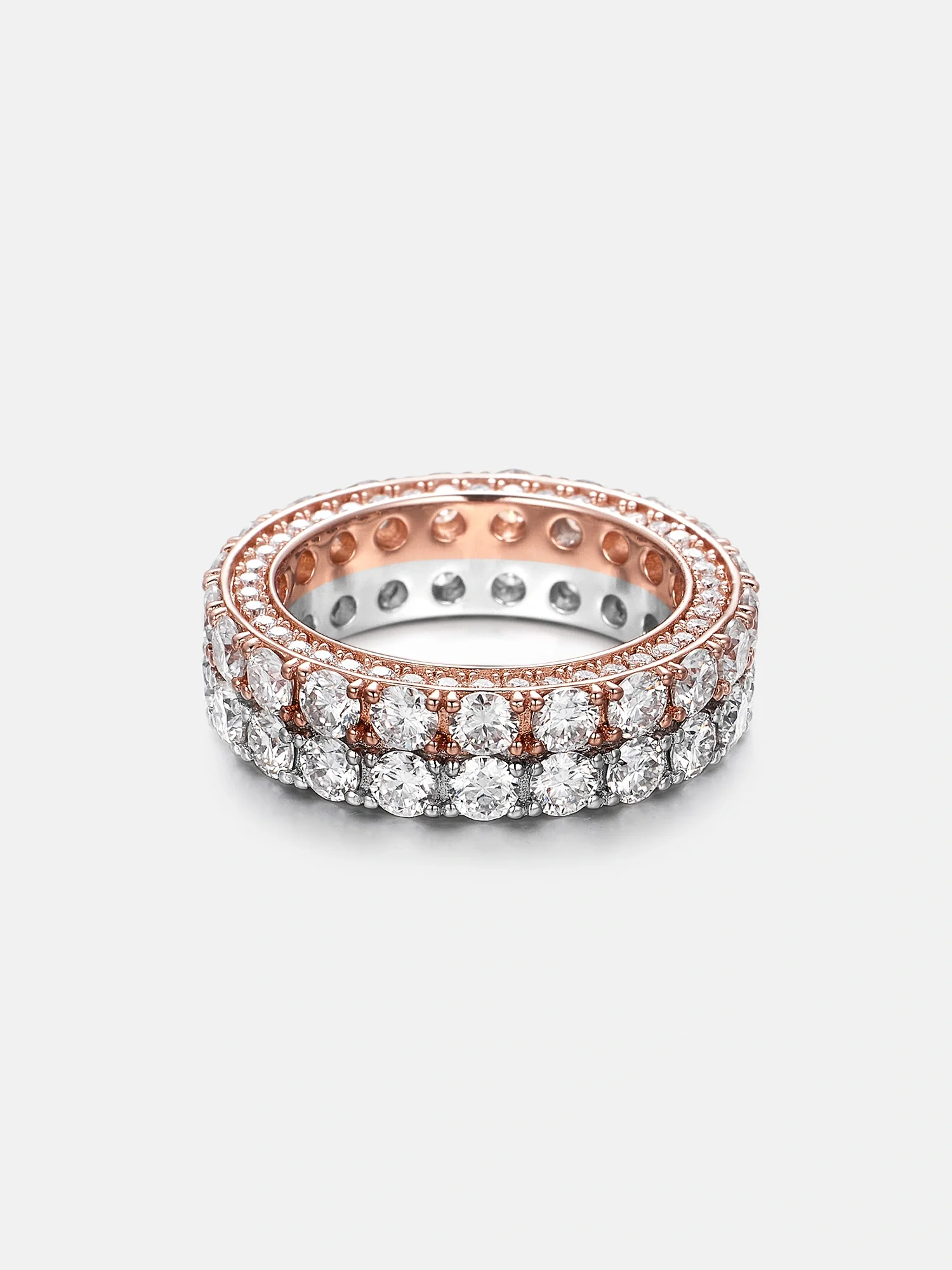 Full Iced 6mm Moissanite Two Row Band Ring - Image 2