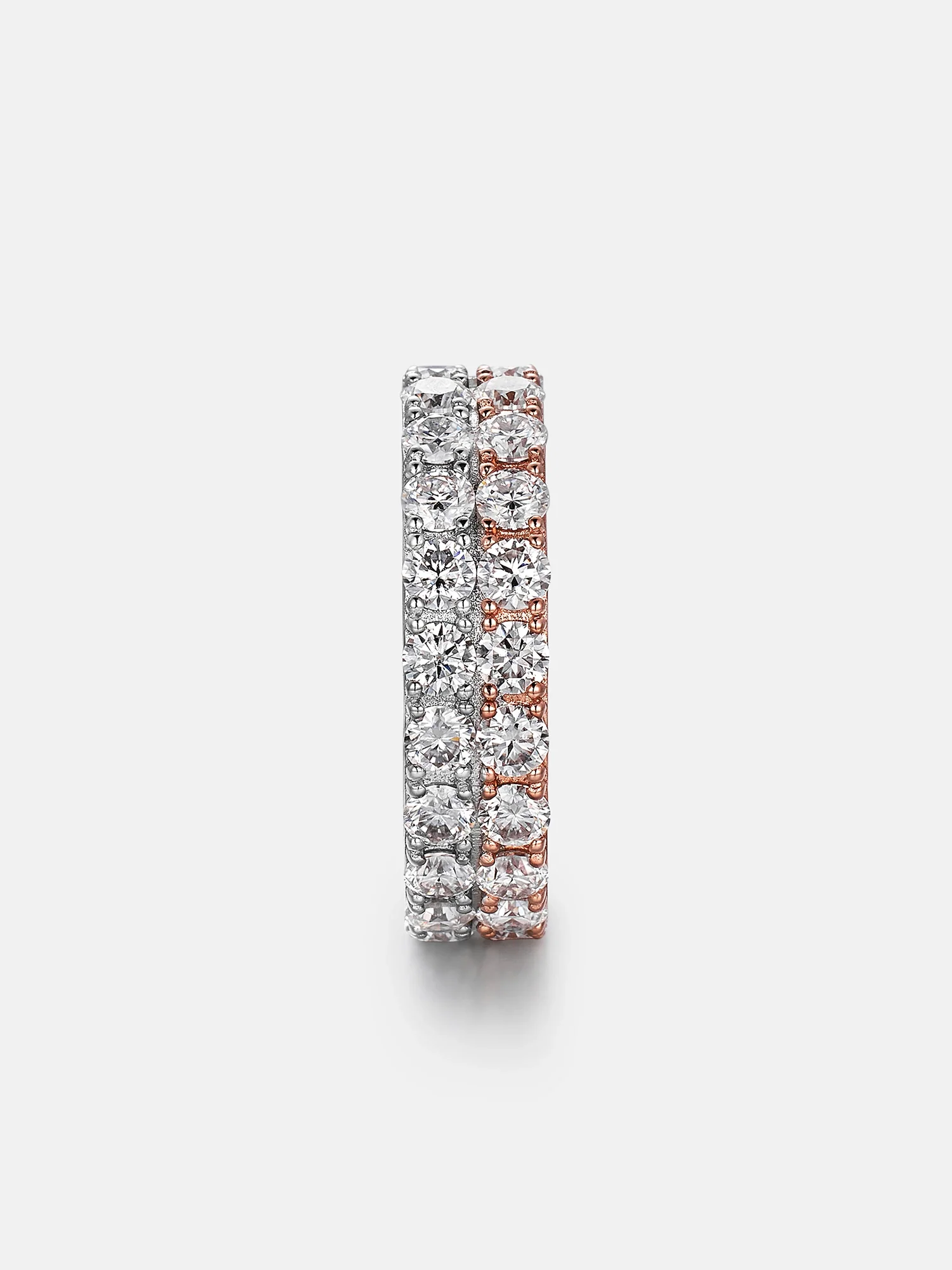 Full Iced 6mm Moissanite Two Row Band Ring - Image 3