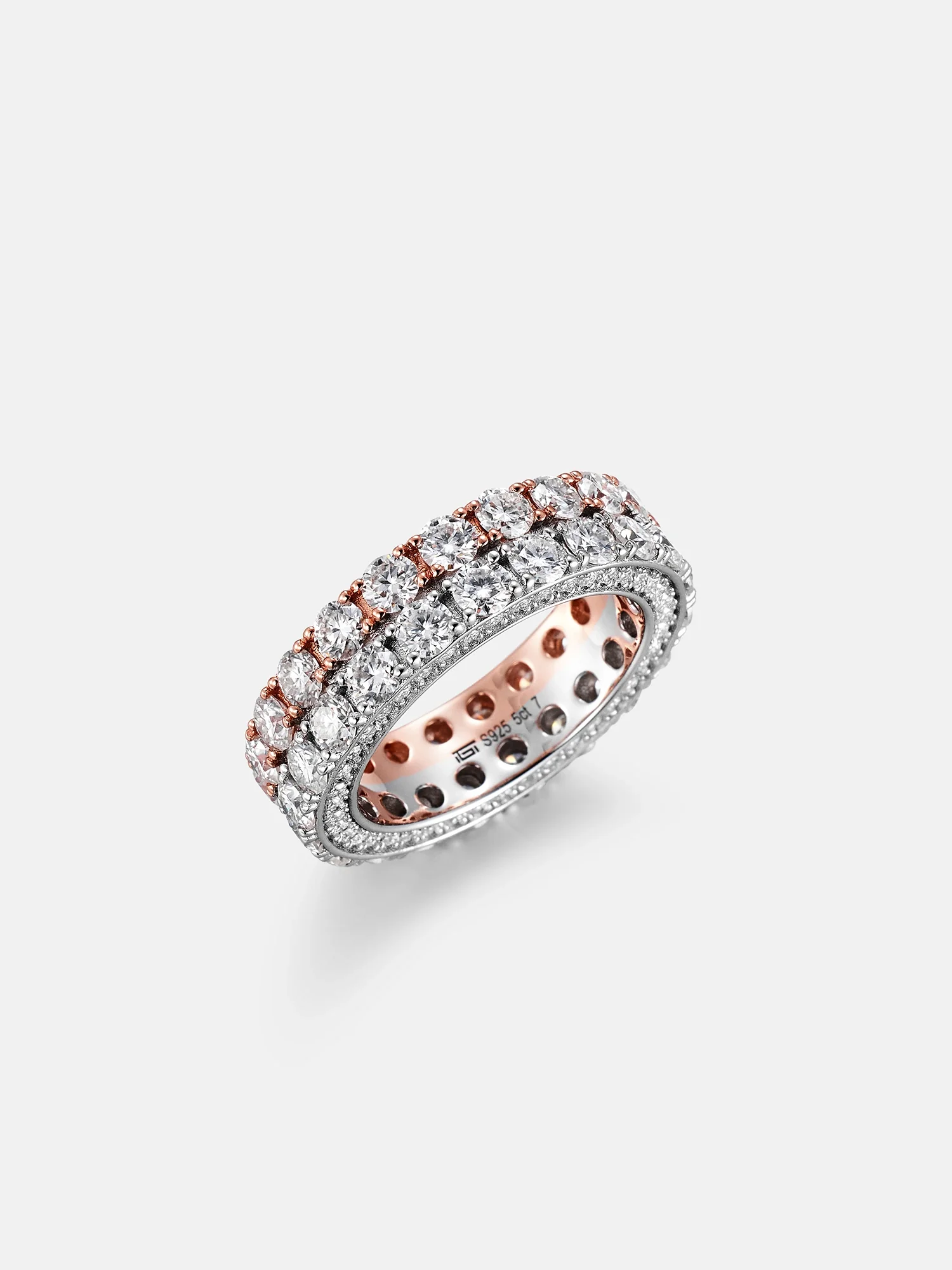 Full Iced 6mm Moissanite Two Row Band Ring - Image 4