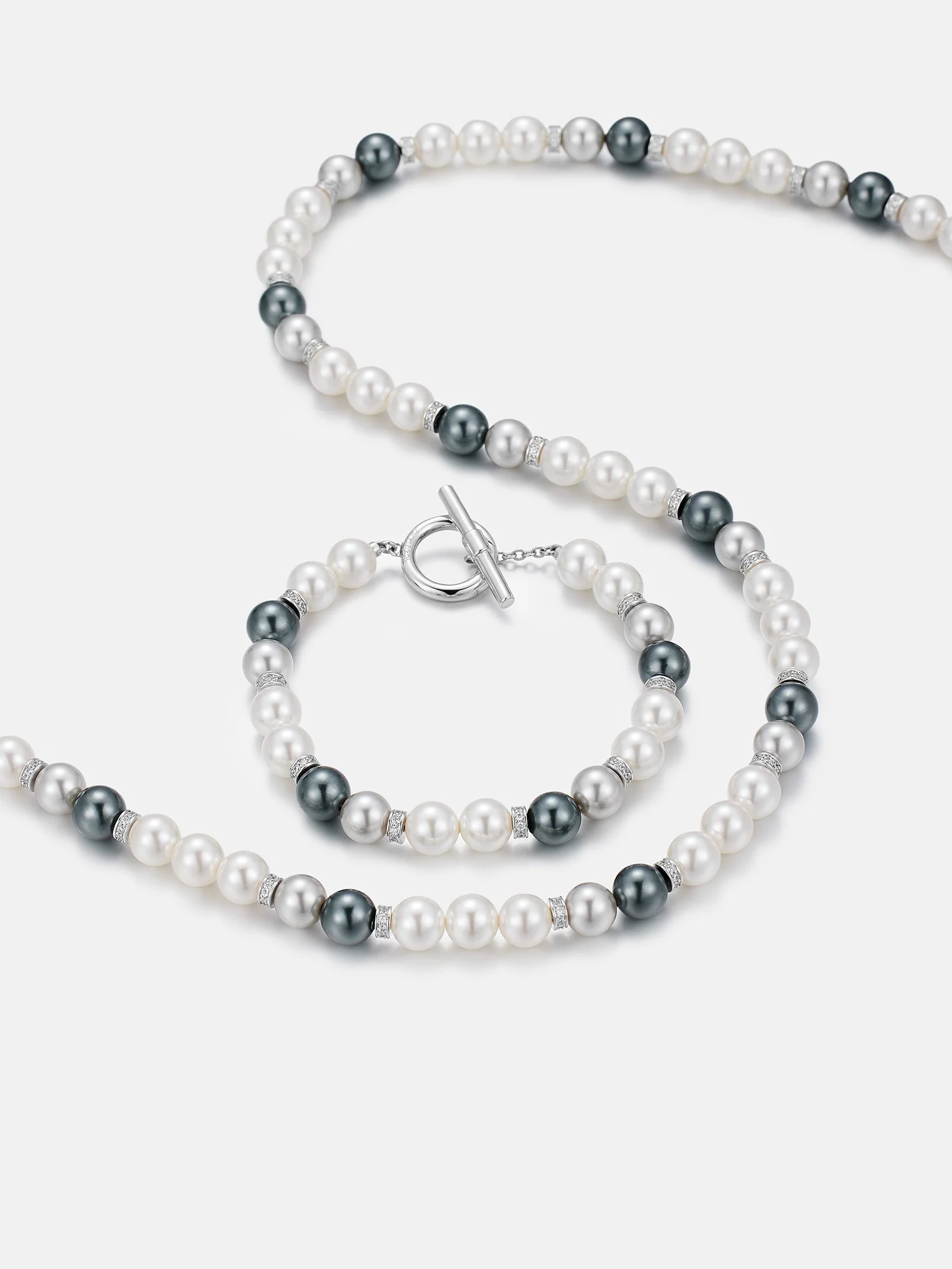 7mm Moissanite Multicolor Pearl Chain Or Bracelet With OT Clasp - Image 2