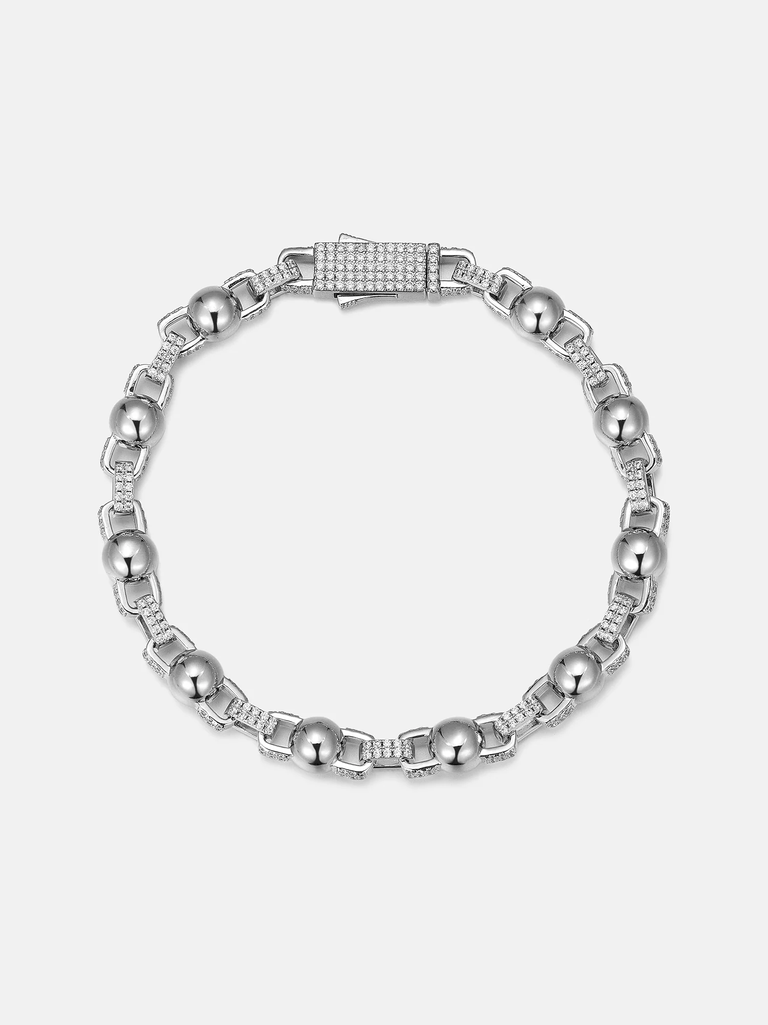 7mm Plain Round Ball Moissanite Rolo Chain Or Bracelet - Image 2