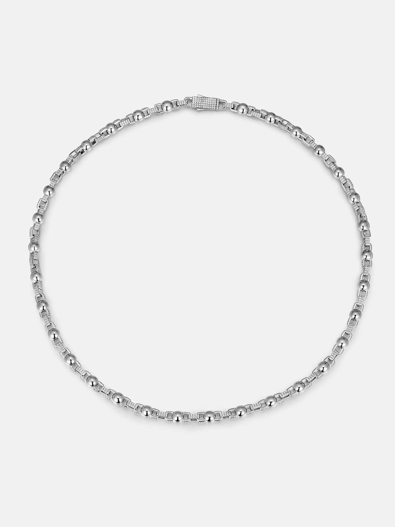 7mm Plain Round Ball Moissanite Rolo Chain Or Bracelet - Image 3