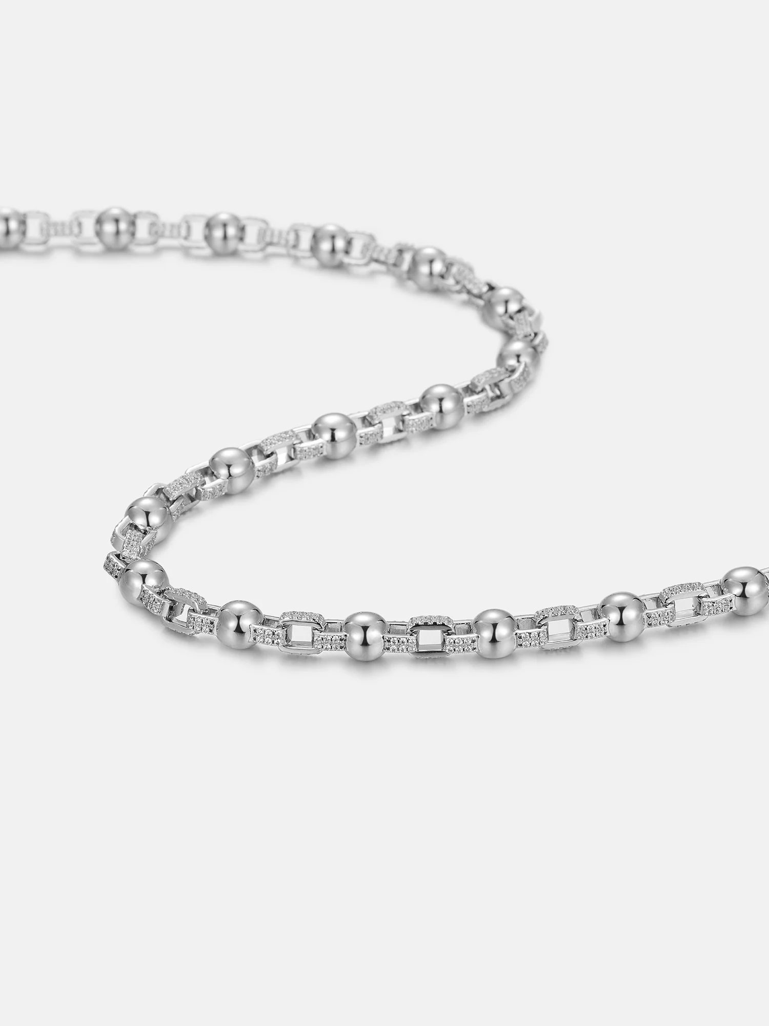 7mm Plain Round Ball Moissanite Rolo Chain Or Bracelet - Image 4