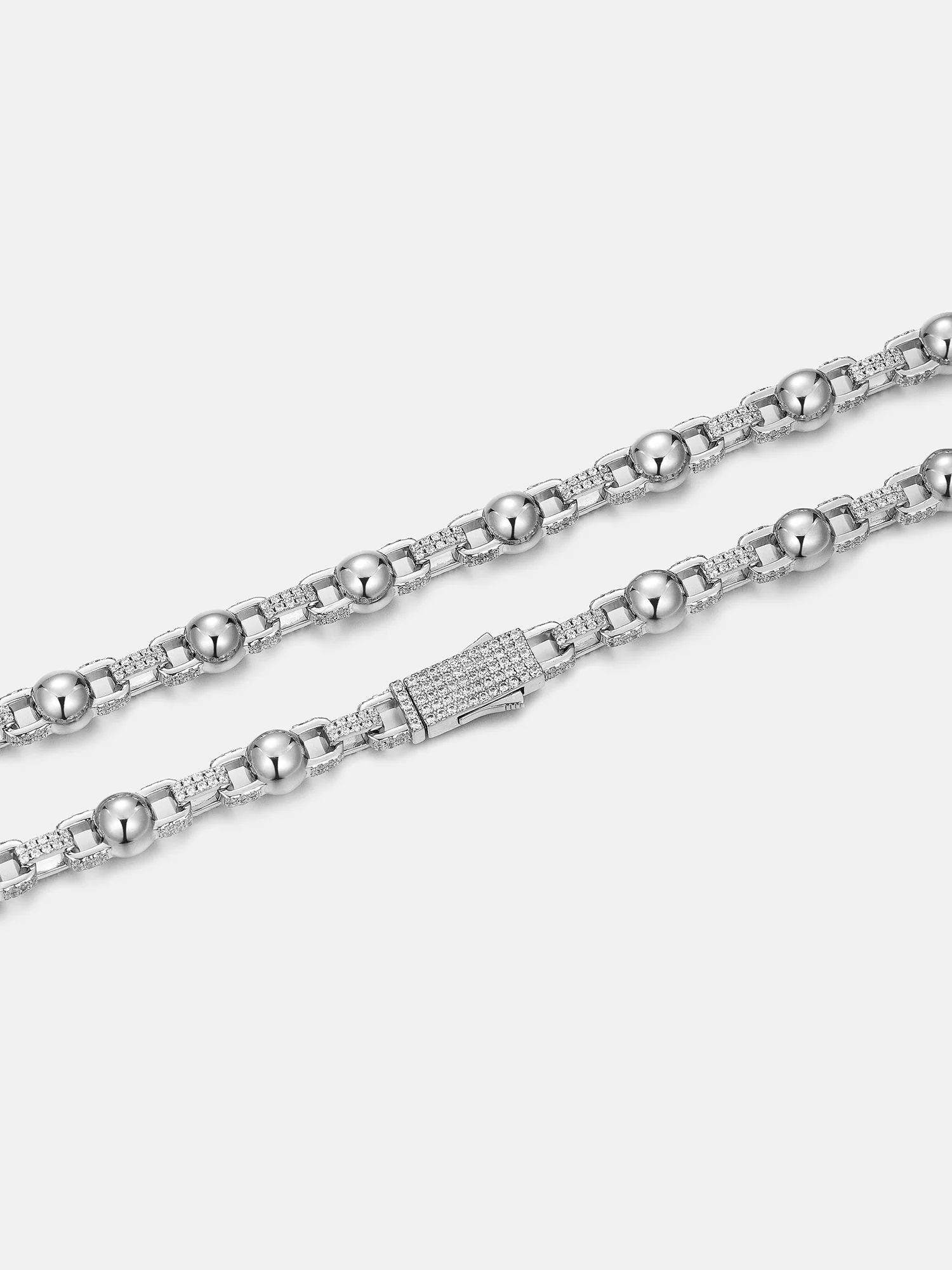 7mm Plain Round Ball Moissanite Rolo Chain Or Bracelet - Image 5