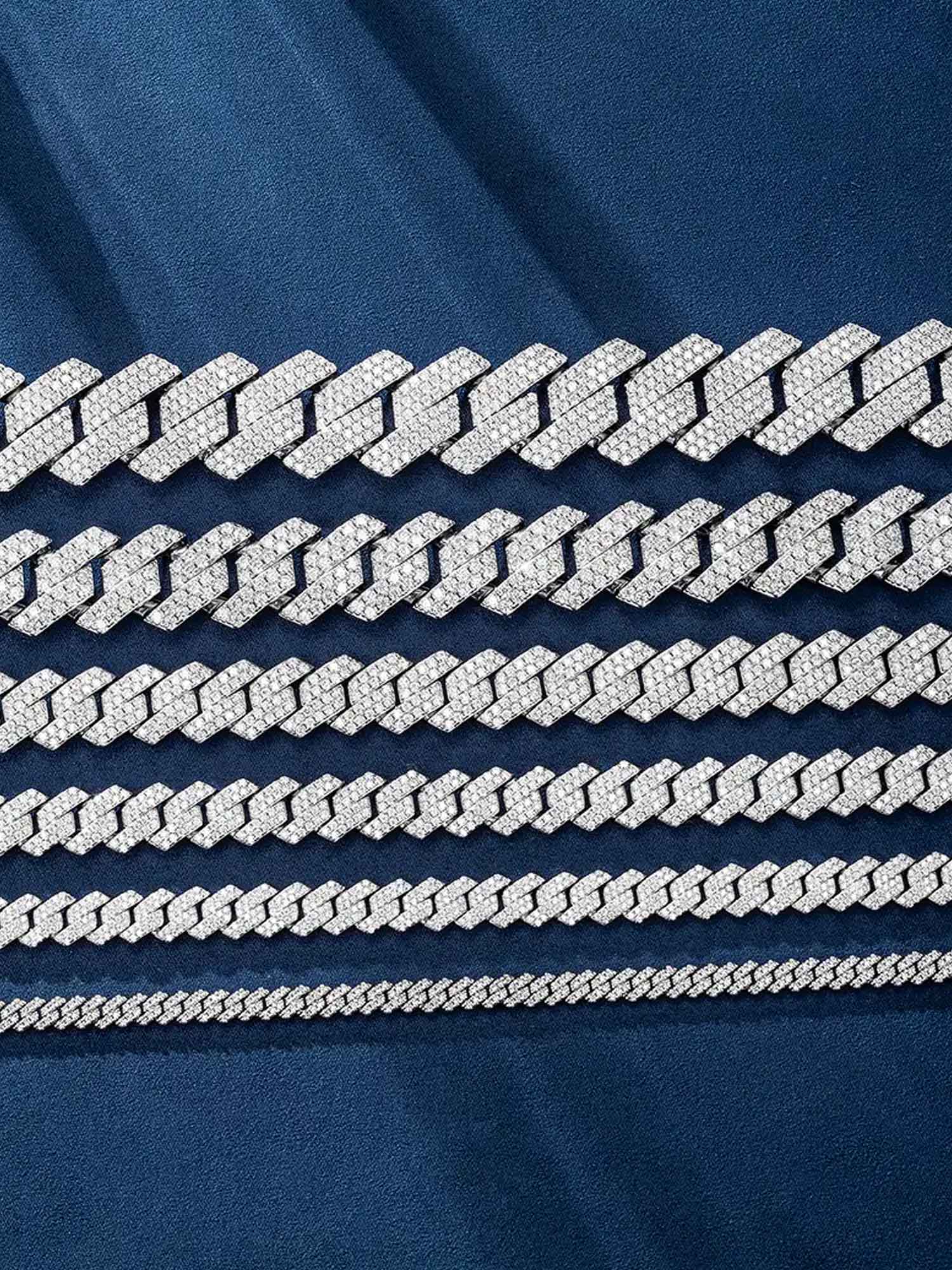 8mm/ 10mm/ 12mm/ 14mm/ 16mm/ 19mm S925 Moissanite Prong Cuban Chain - Image 4