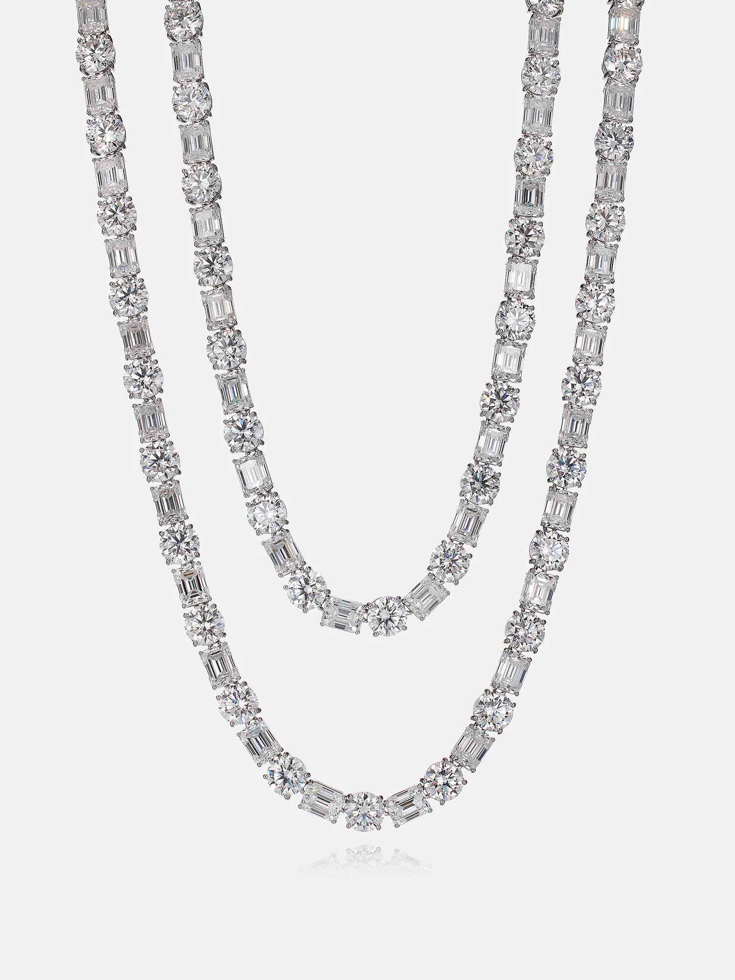 8MM Emerald & Round Cut Moissanite Tennis Chain - Image 2