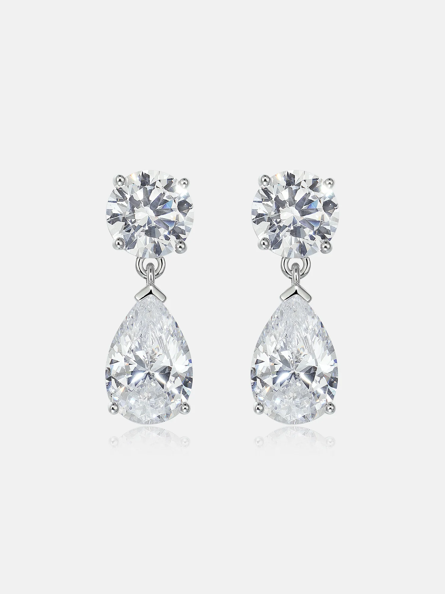 8MM Round & Pear Cut Moissanite Drop Earrings