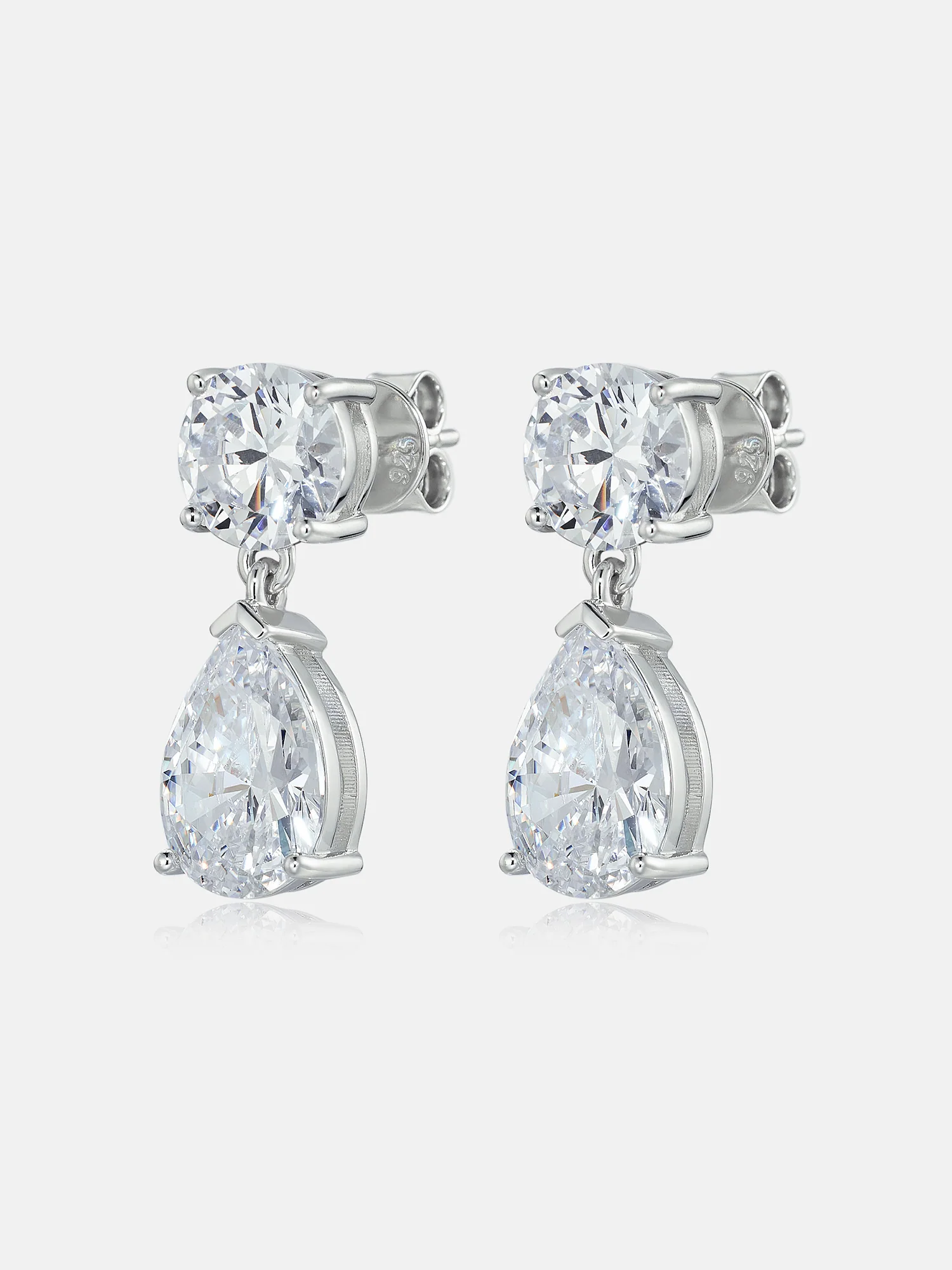 8MM Round & Pear Cut Moissanite Drop Earrings - Image 2