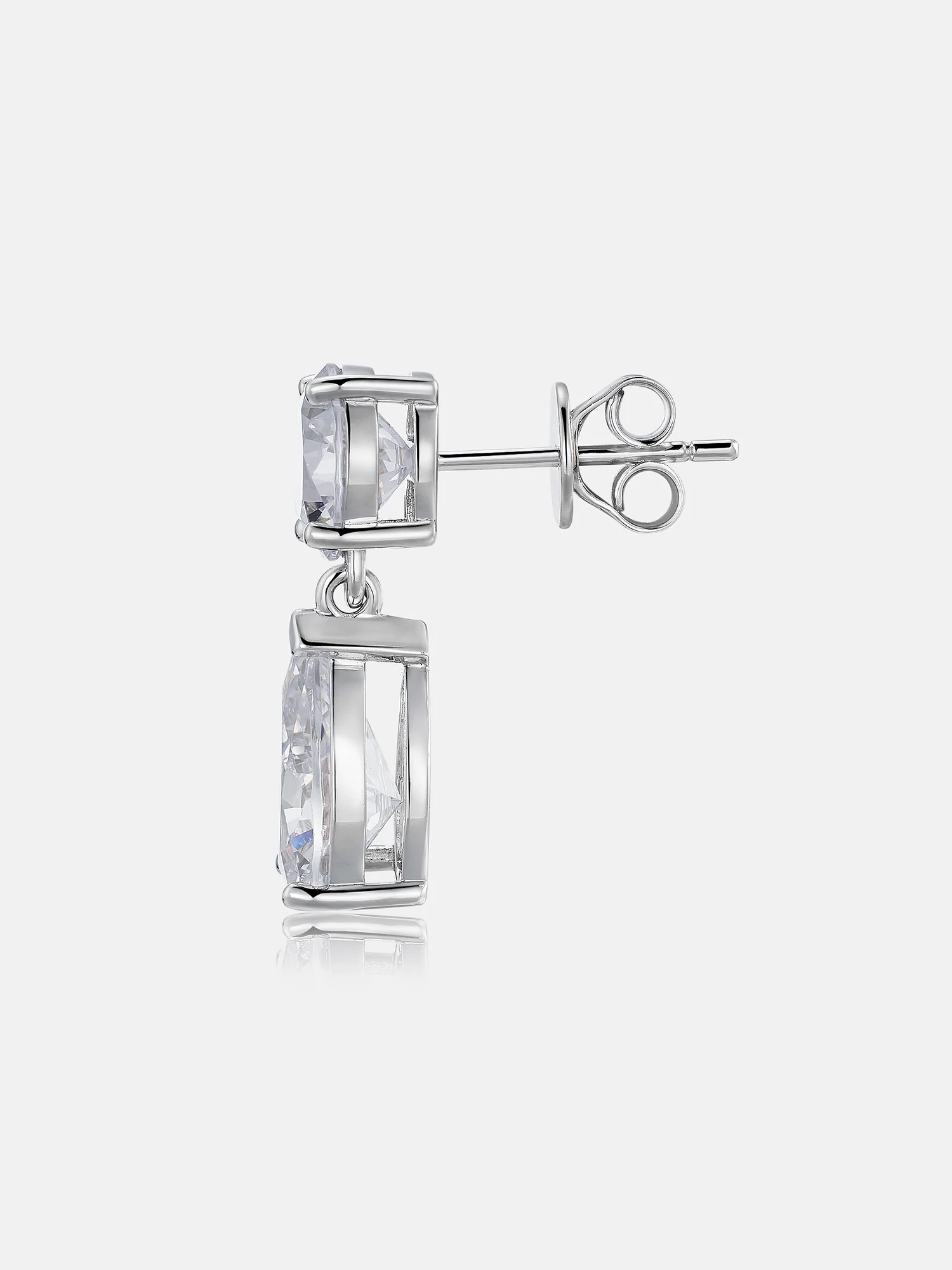 8MM Round & Pear Cut Moissanite Drop Earrings - Image 3