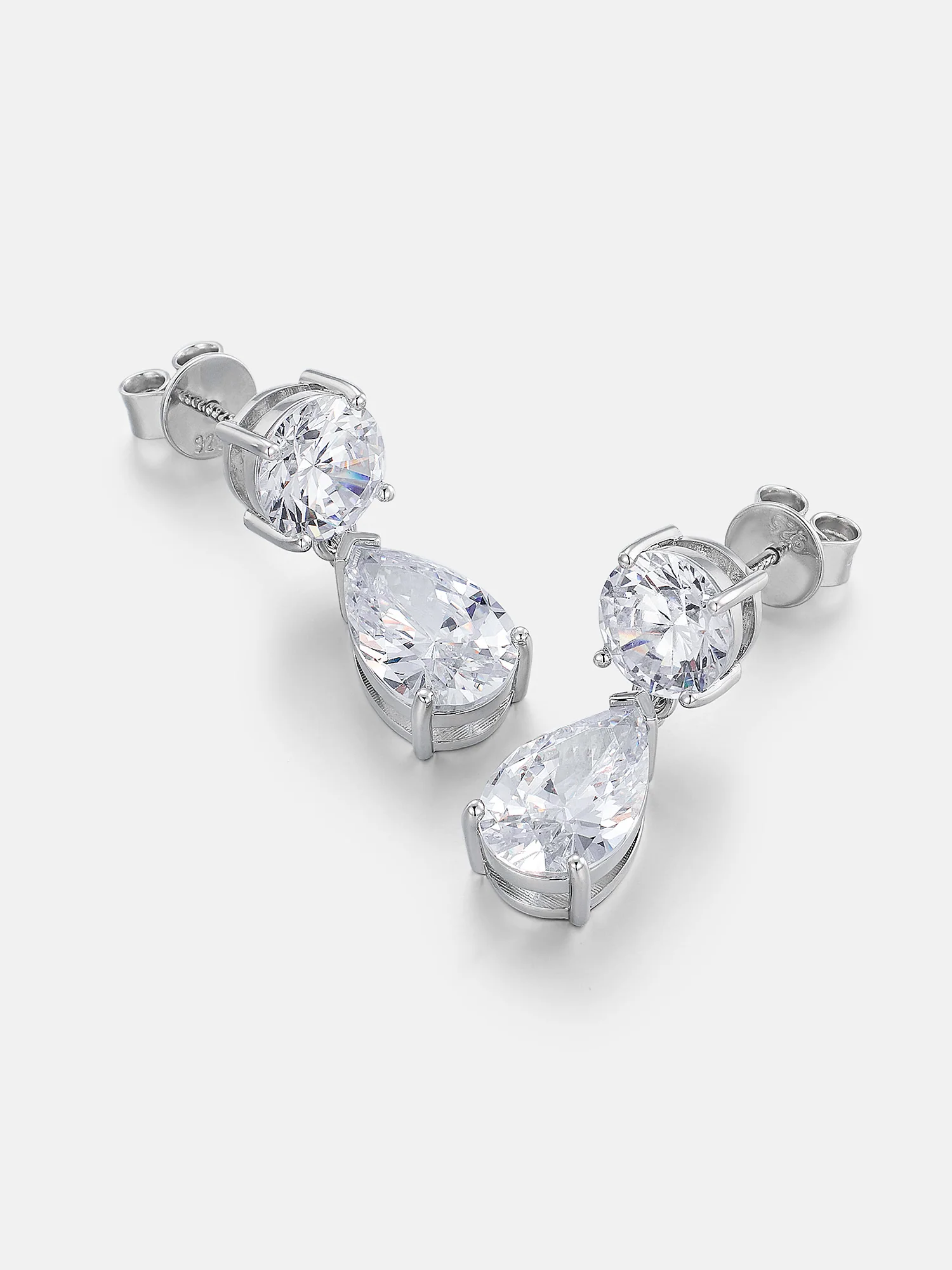 8MM Round & Pear Cut Moissanite Drop Earrings - Image 4