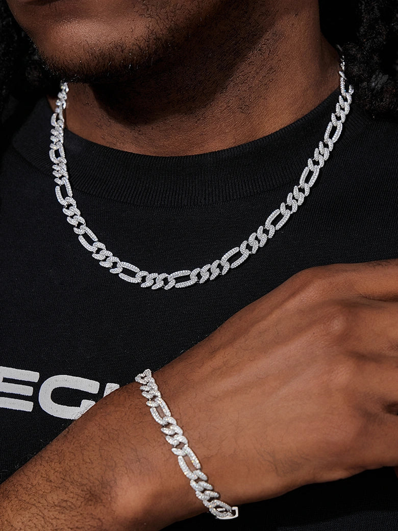 8MM S925 Moissanite Figaro Chain Or Bracelet - Image 7