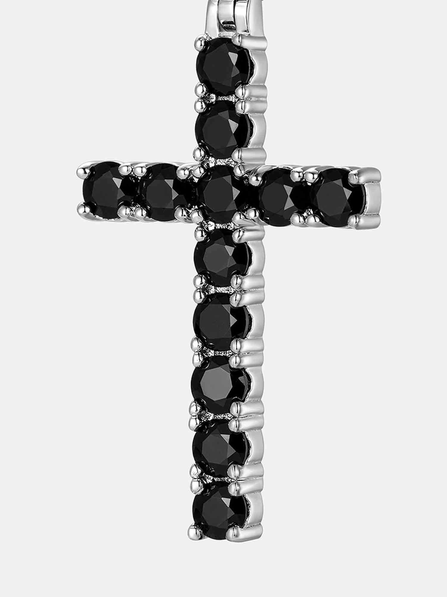 925 Sterling Silver Black Moissanite Cross Pendant - Image 3