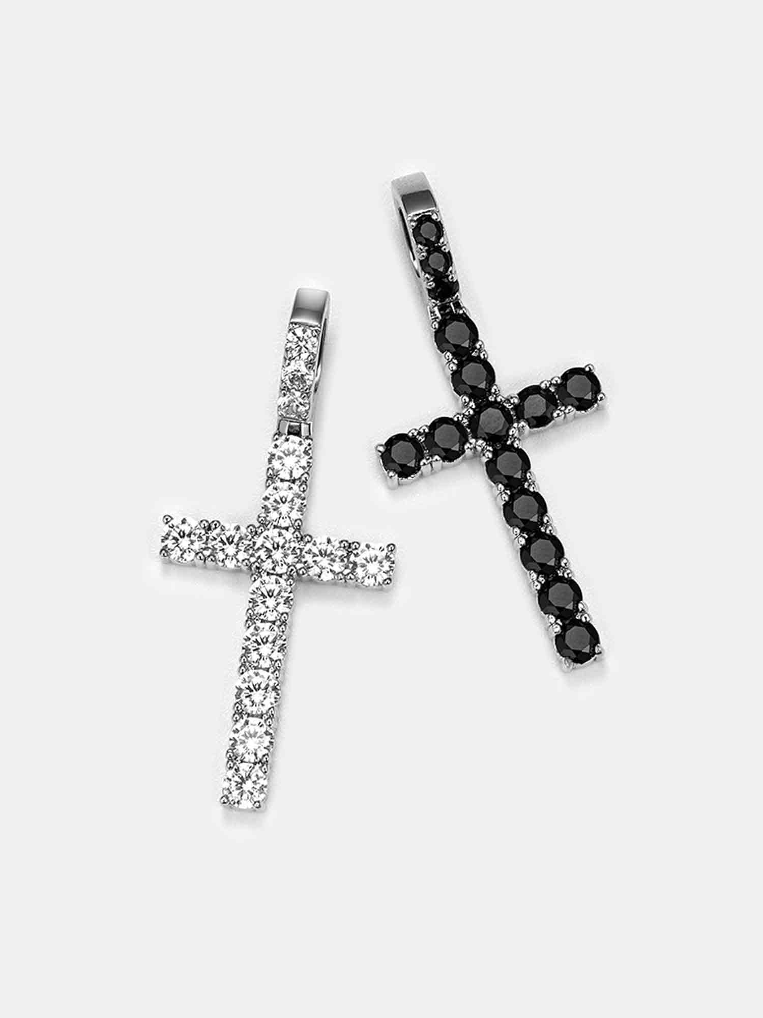 925 Sterling Silver Black Moissanite Cross Pendant - Image 4