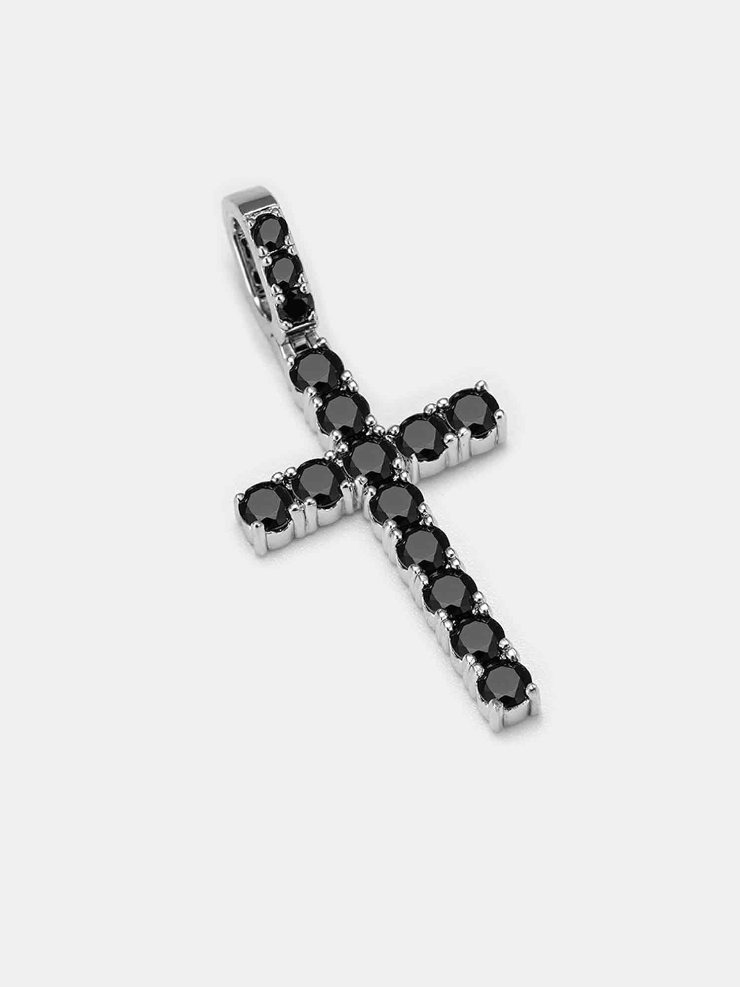925 Sterling Silver Black Moissanite Cross Pendant - Image 5