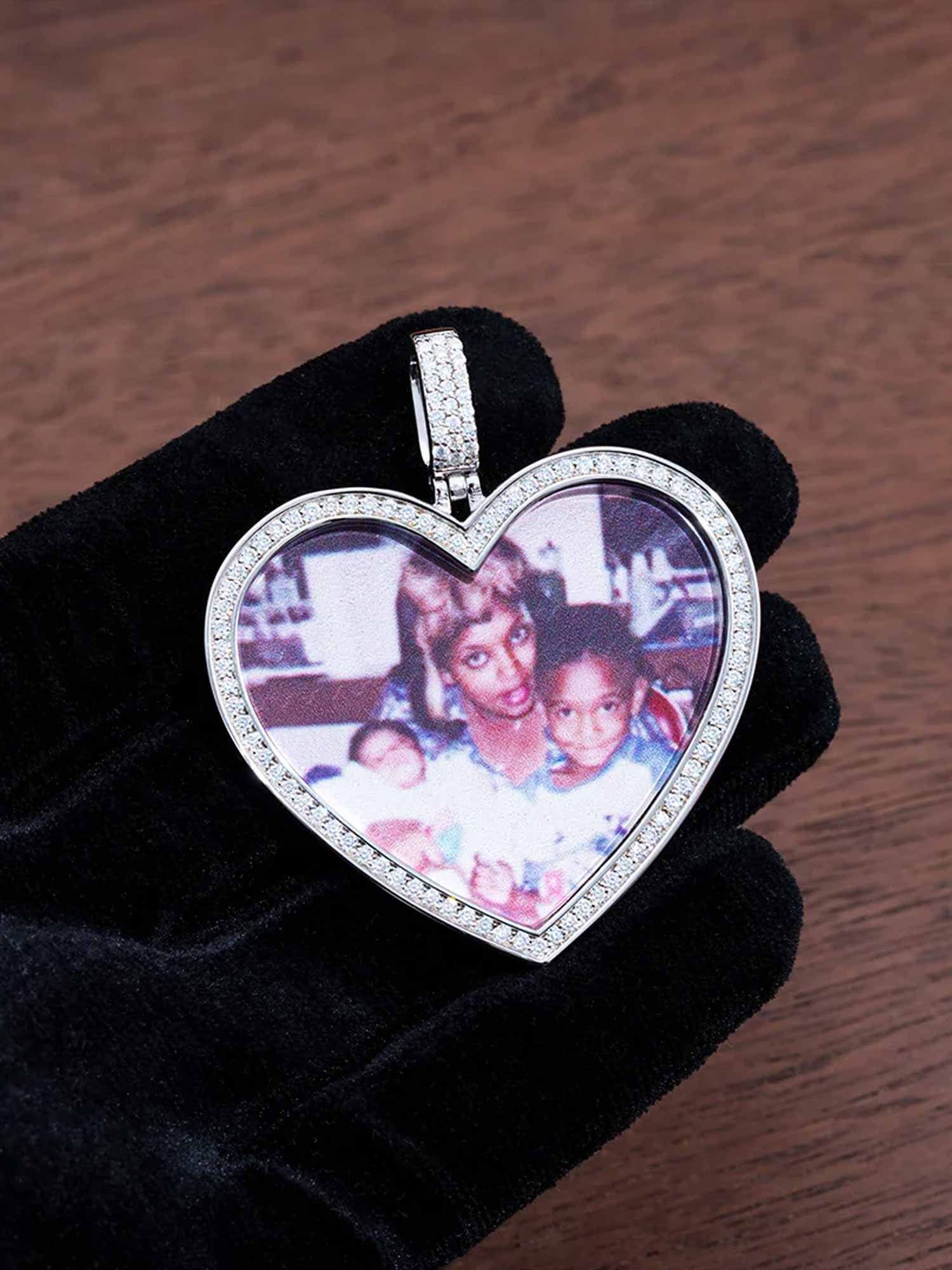 925 Sterling Silver Custom Heart Shaped Picture Pendant - Image 4