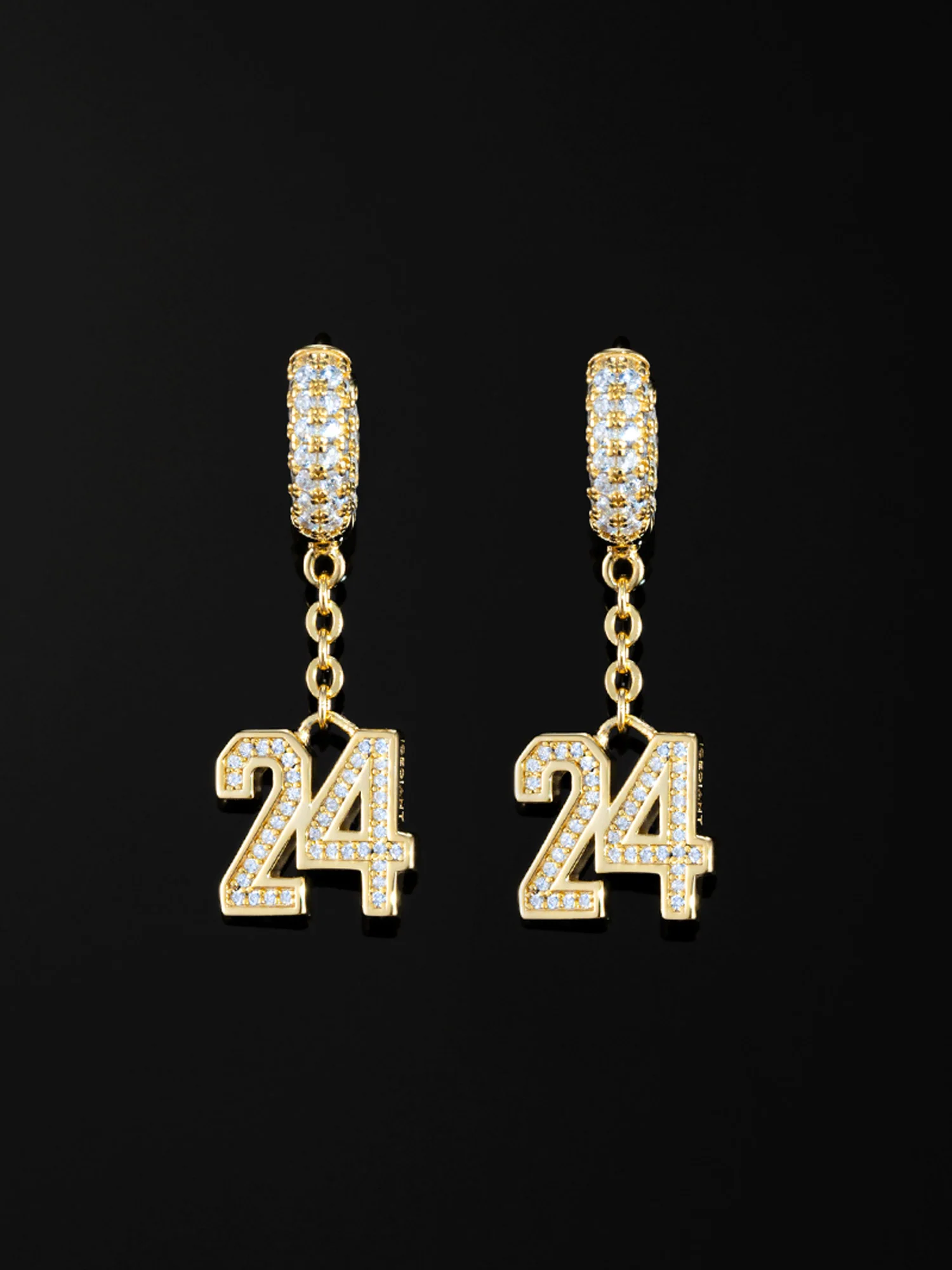 S925 Moissanite Iced Number Dangle Hoop Earrings - Image 3