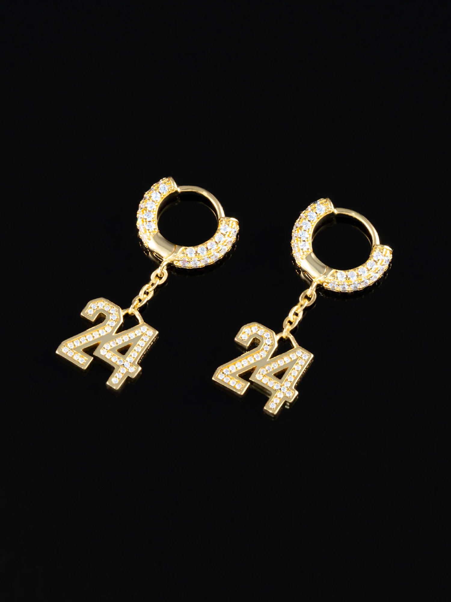 S925 Moissanite Iced Number Dangle Hoop Earrings - Image 7