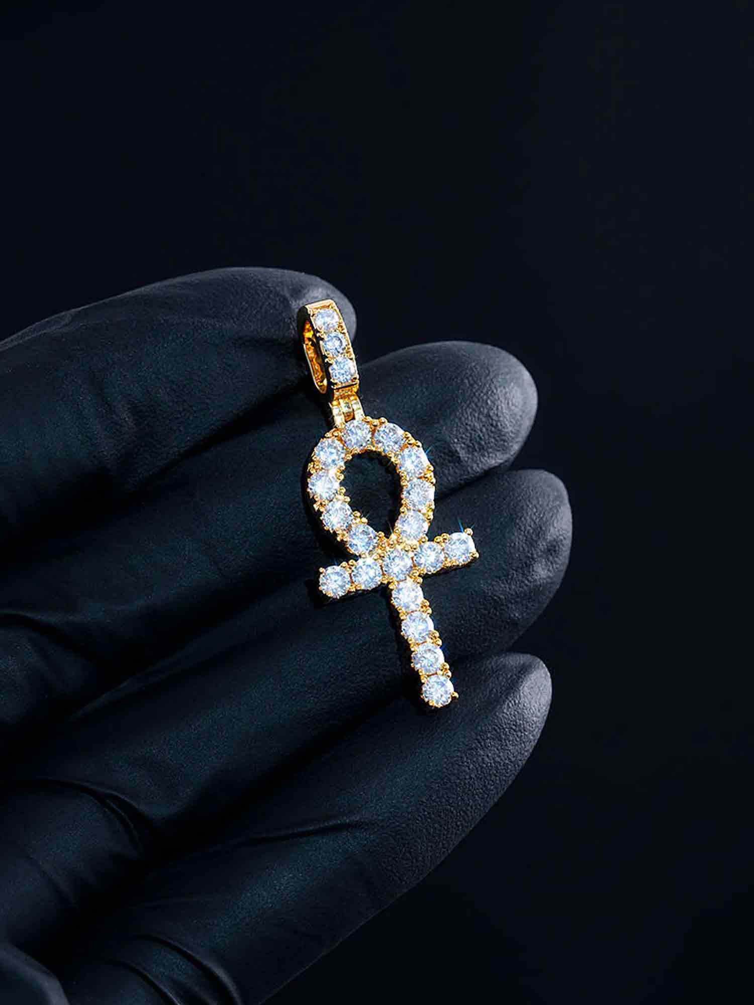 925 Sterling Silver Moissanite Ankh Pendant 2.0ct - Image 3