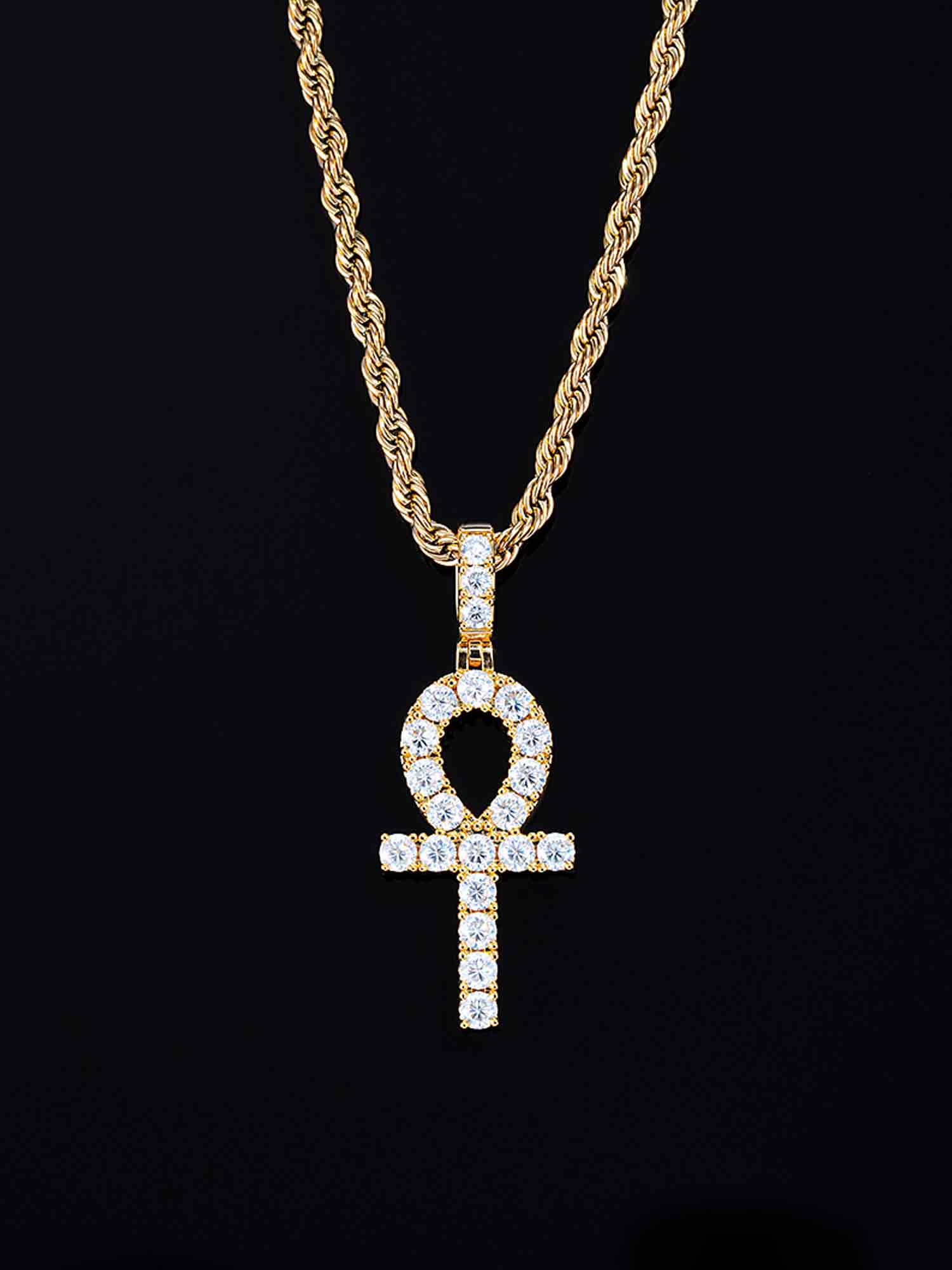 925 Sterling Silver Moissanite Ankh Pendant 2.0ct - Image 4