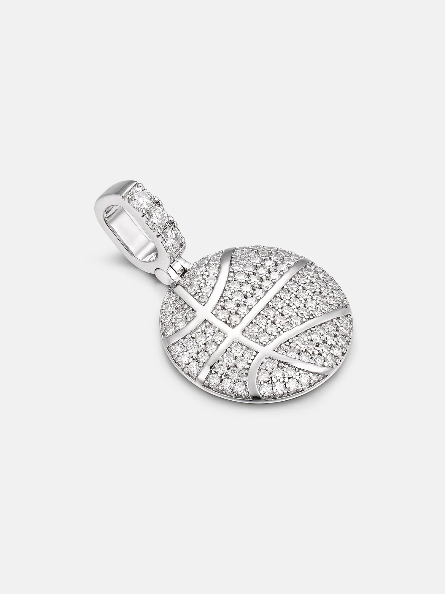 925 Sterling Silver Moissanite Basketball Pendant 1.2ct - Image 3