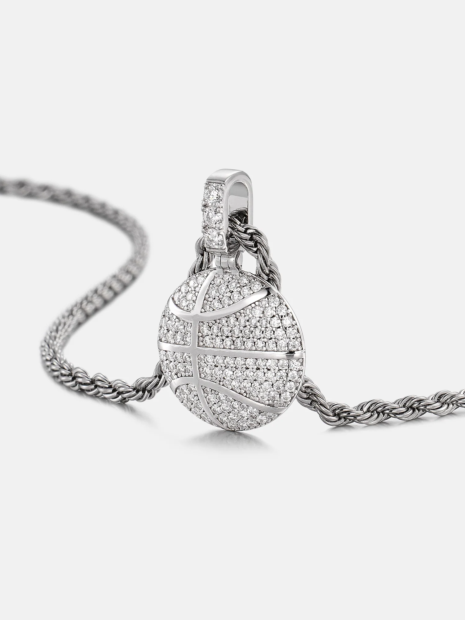 925 Sterling Silver Moissanite Basketball Pendant 1.2ct - Image 4