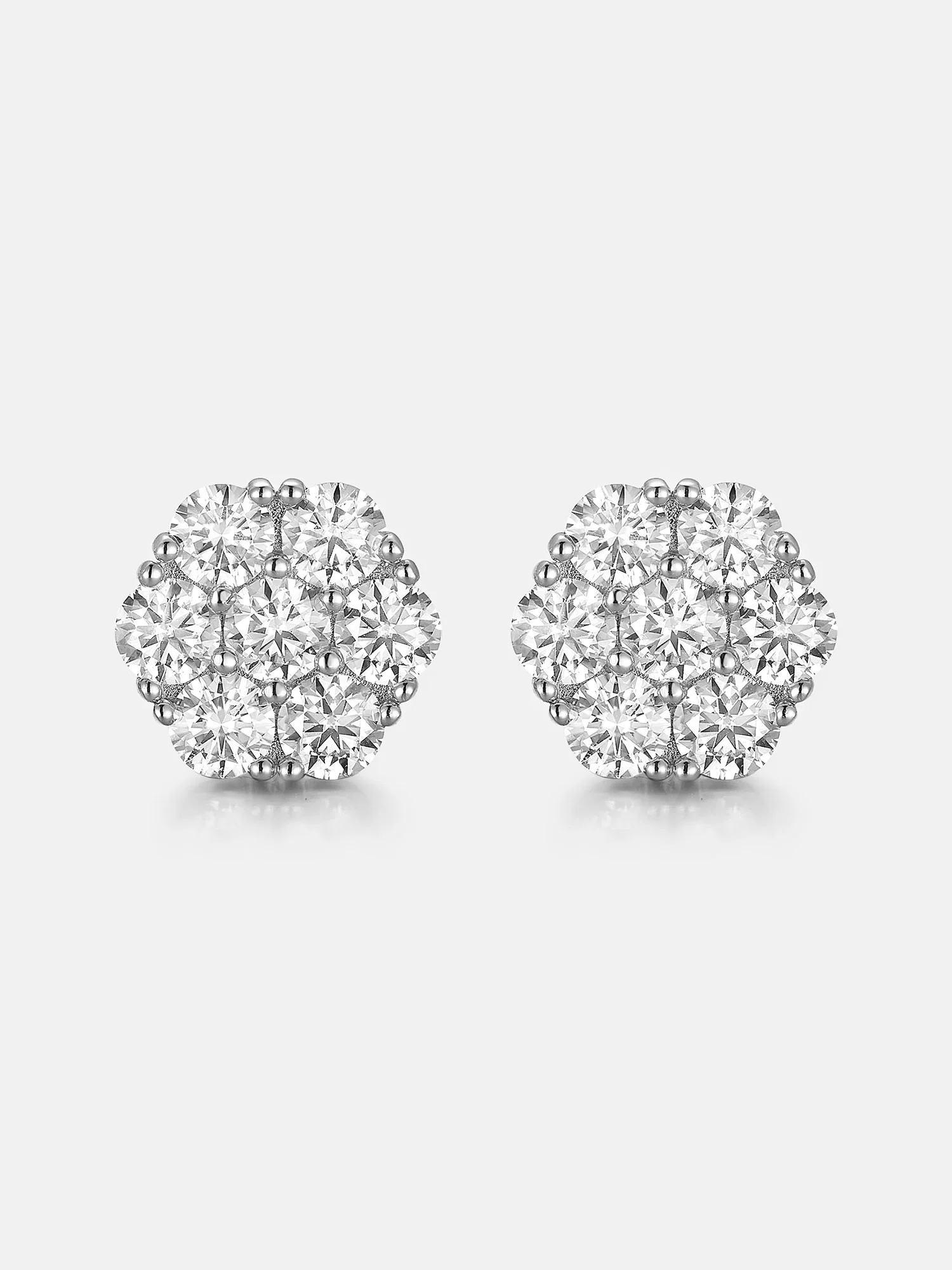 925 Sterling Silver Moissanite Cluster Hexagon Earrings-4.2CT Total - Image 2