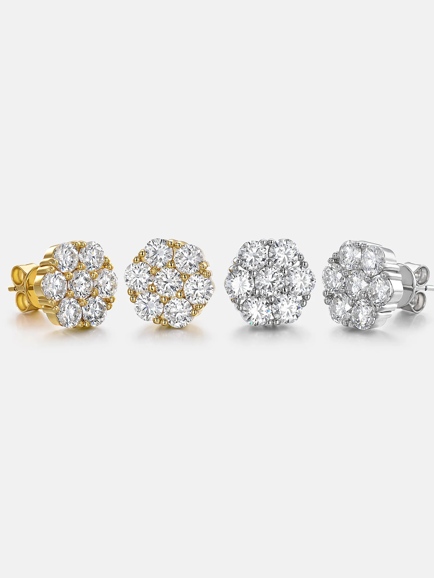 925 Sterling Silver Moissanite Cluster Hexagon Earrings-4.2CT Total - Image 3