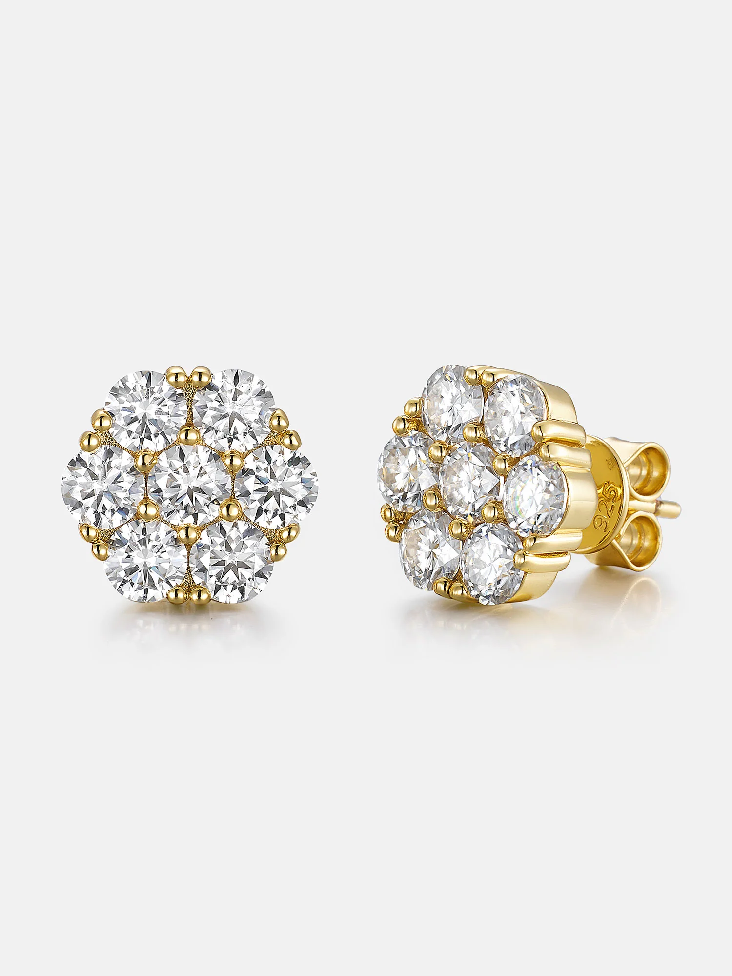 925 Sterling Silver Moissanite Cluster Hexagon Earrings-4.2CT Total - Image 5