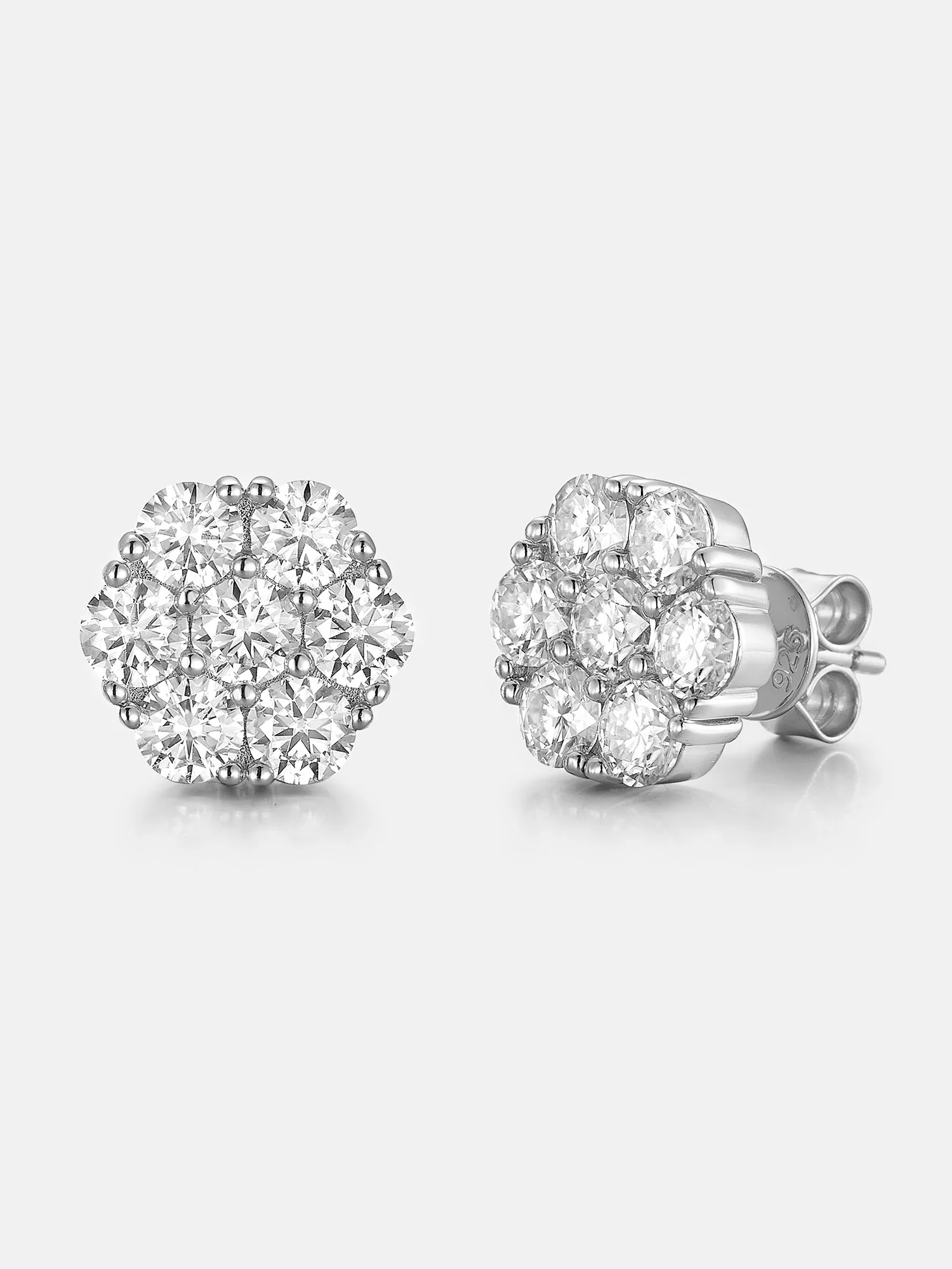 925 Sterling Silver Moissanite Cluster Hexagon Earrings-4.2CT Total - Image 6