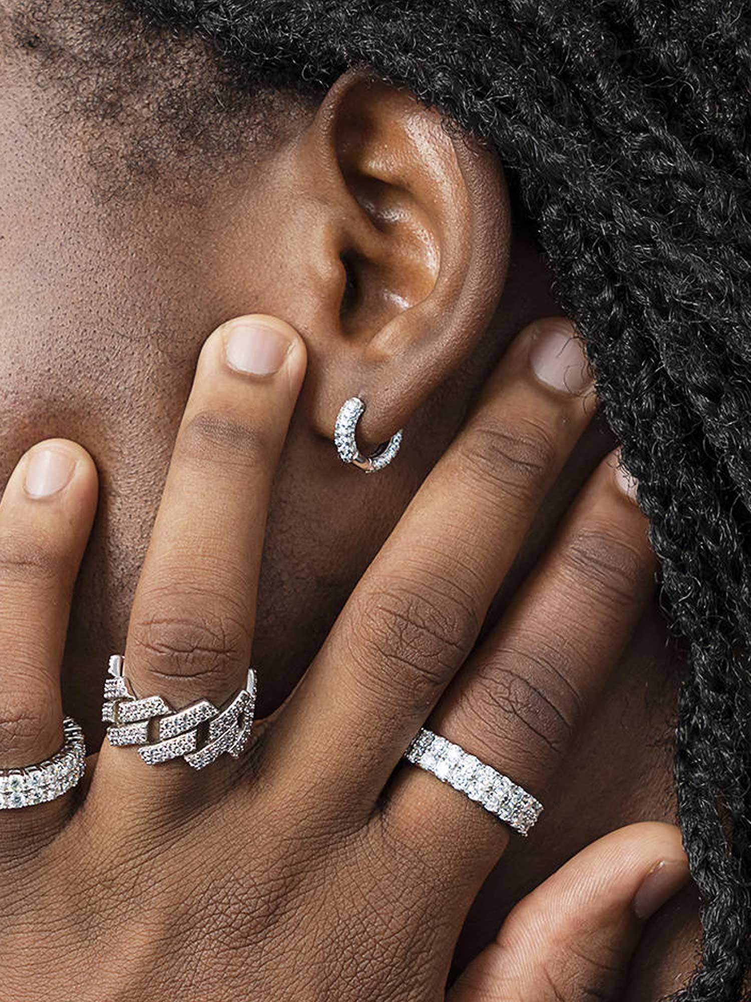 925 Sterling Silver Moissanite Hoop Earrings - Image 11