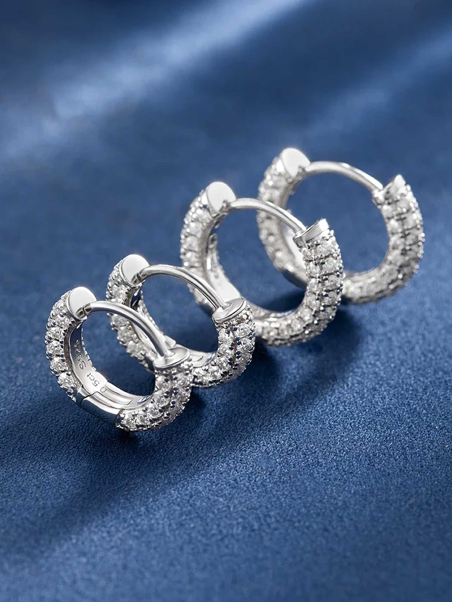 925 Sterling Silver Moissanite Hoop Earrings - Image 8