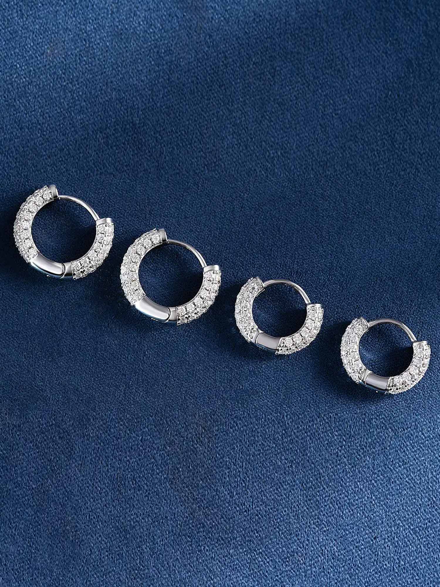 925 Sterling Silver Moissanite Hoop Earrings - Image 9