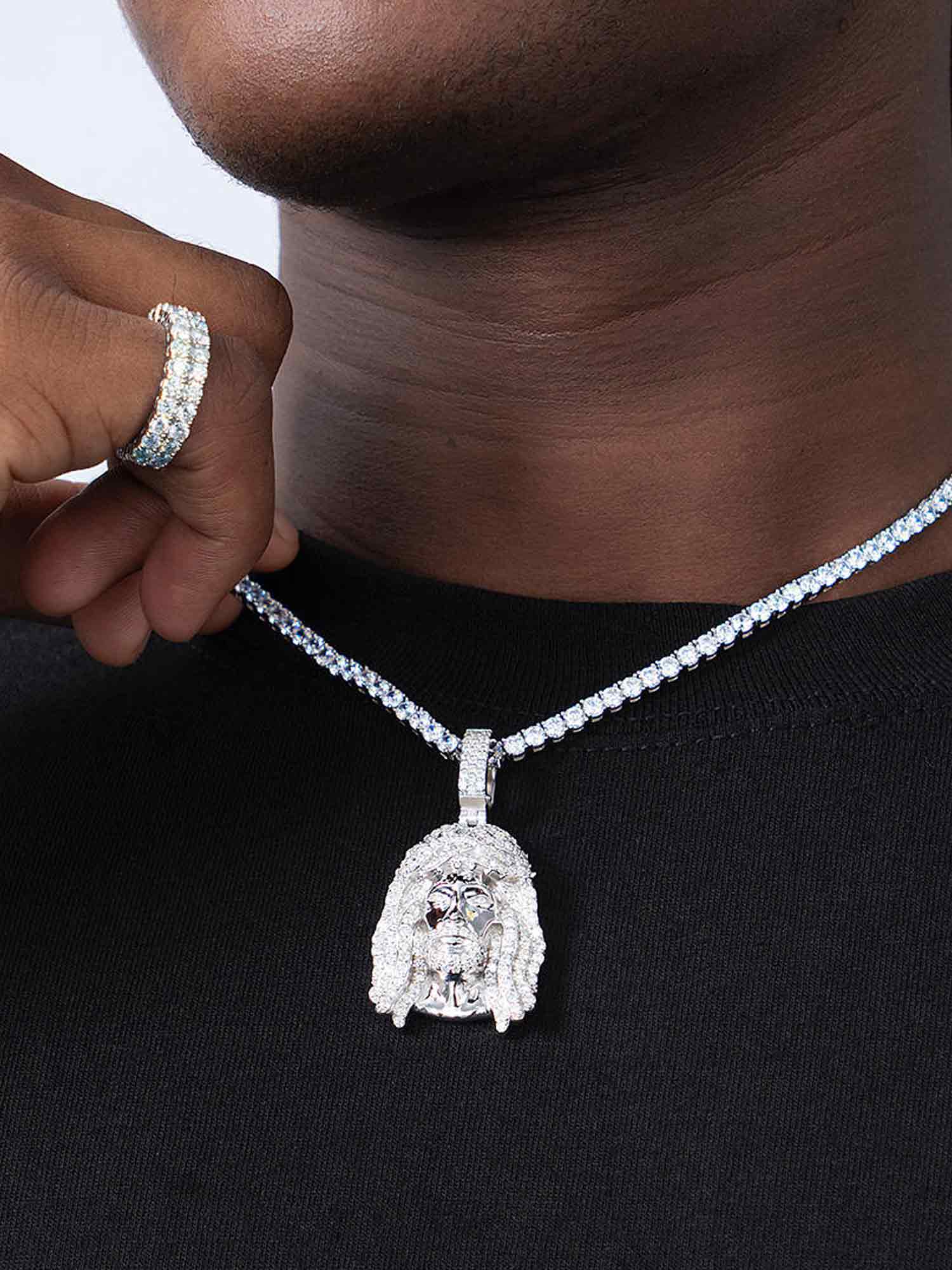 925 Sterling Silver Moissanite Jesus Pendant 3.3ct - Image 8
