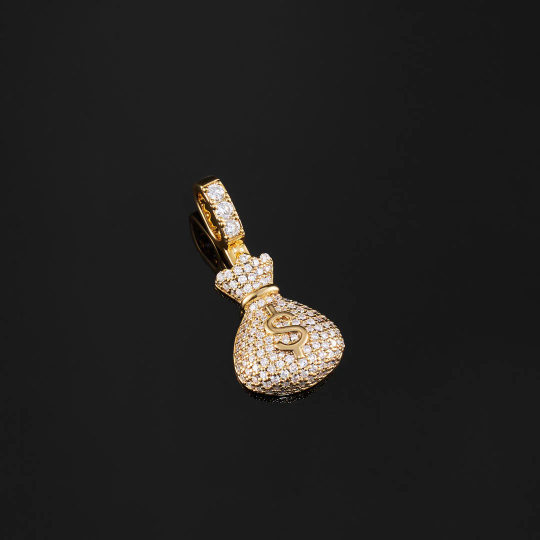 925 Sterling Silver Moissanite Money Bag Pendant 1.3ct - Image 7