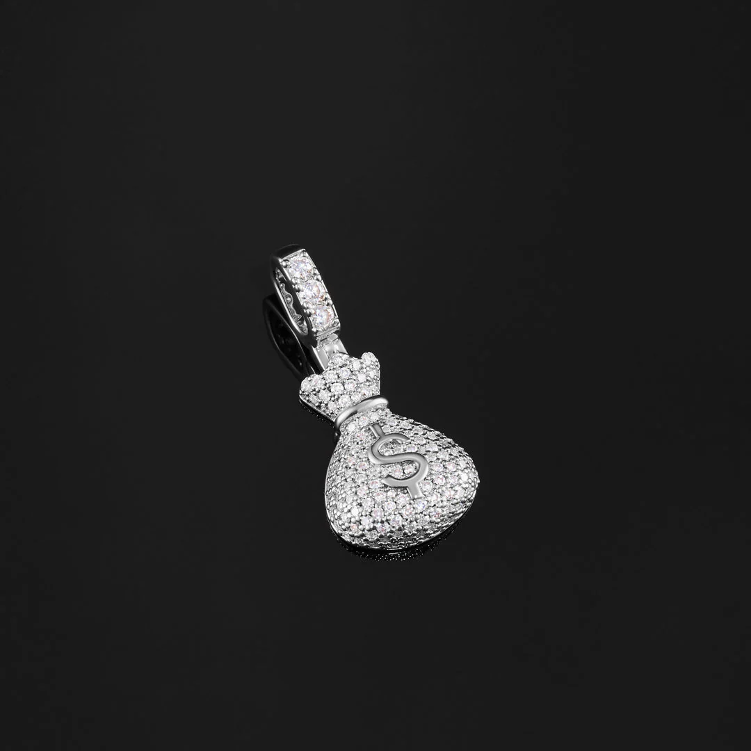 925 Sterling Silver Moissanite Money Bag Pendant 1.3ct - Image 8