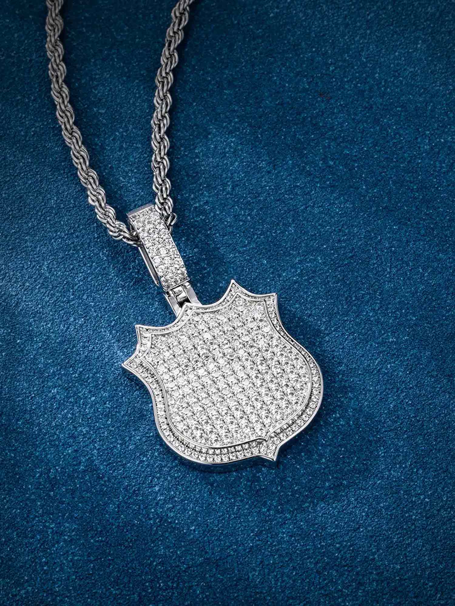 925 Sterling Silver Moissanite Shield Pendant - Image 5