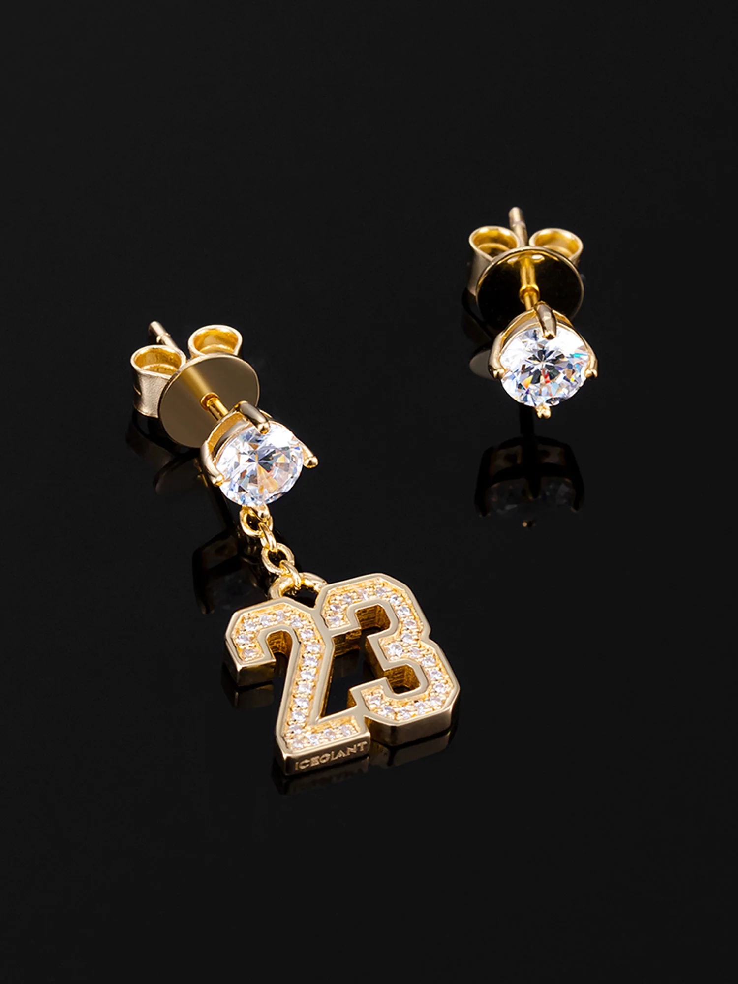 925 Sterling Silver Number Stud Dangle Asymmetric Earrings - Image 7