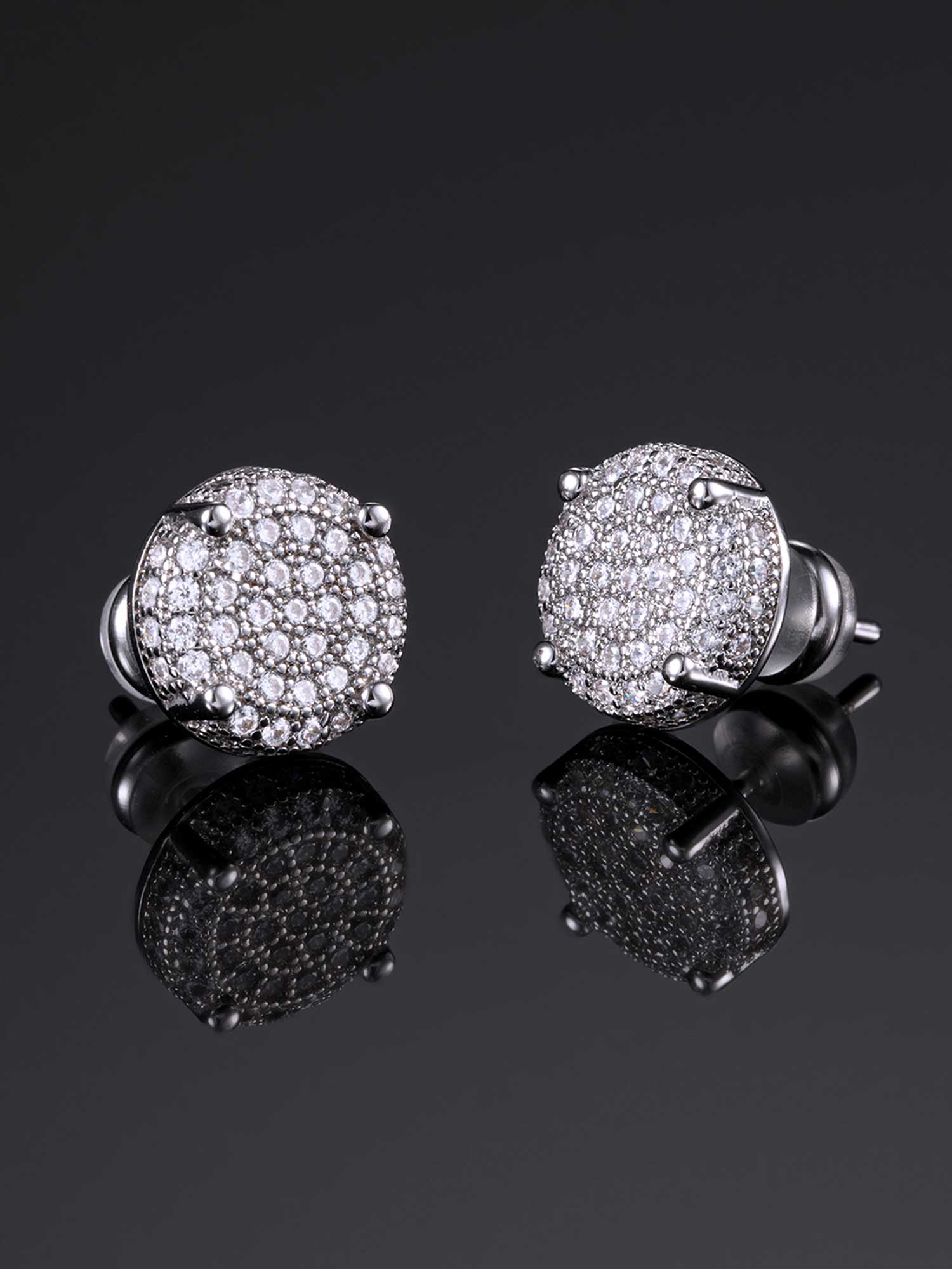 925 Sterling Silver Pave Earrings - Image 4