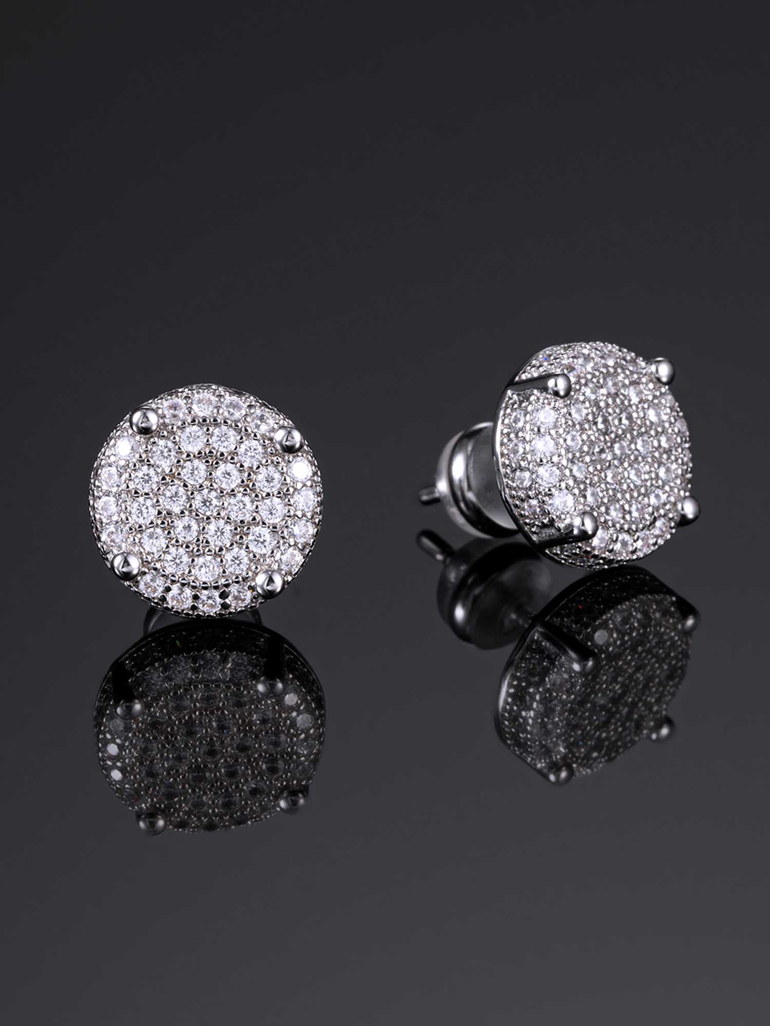 925 Sterling Silver Pave Earrings - Image 5