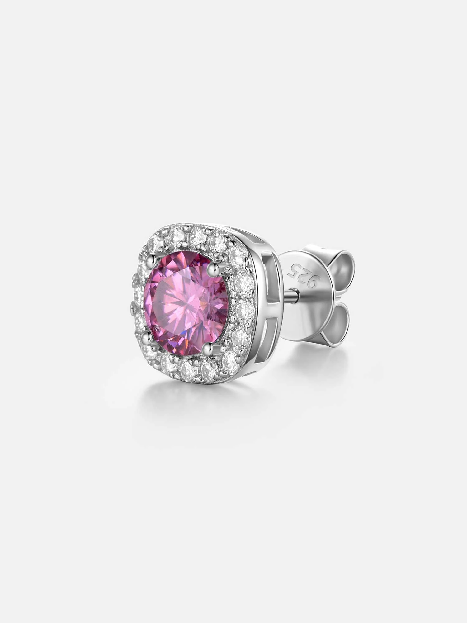 925 Sterling Silver Pink Moissanite Square Stud Earrings - 3.4 Carat Total - Image 4