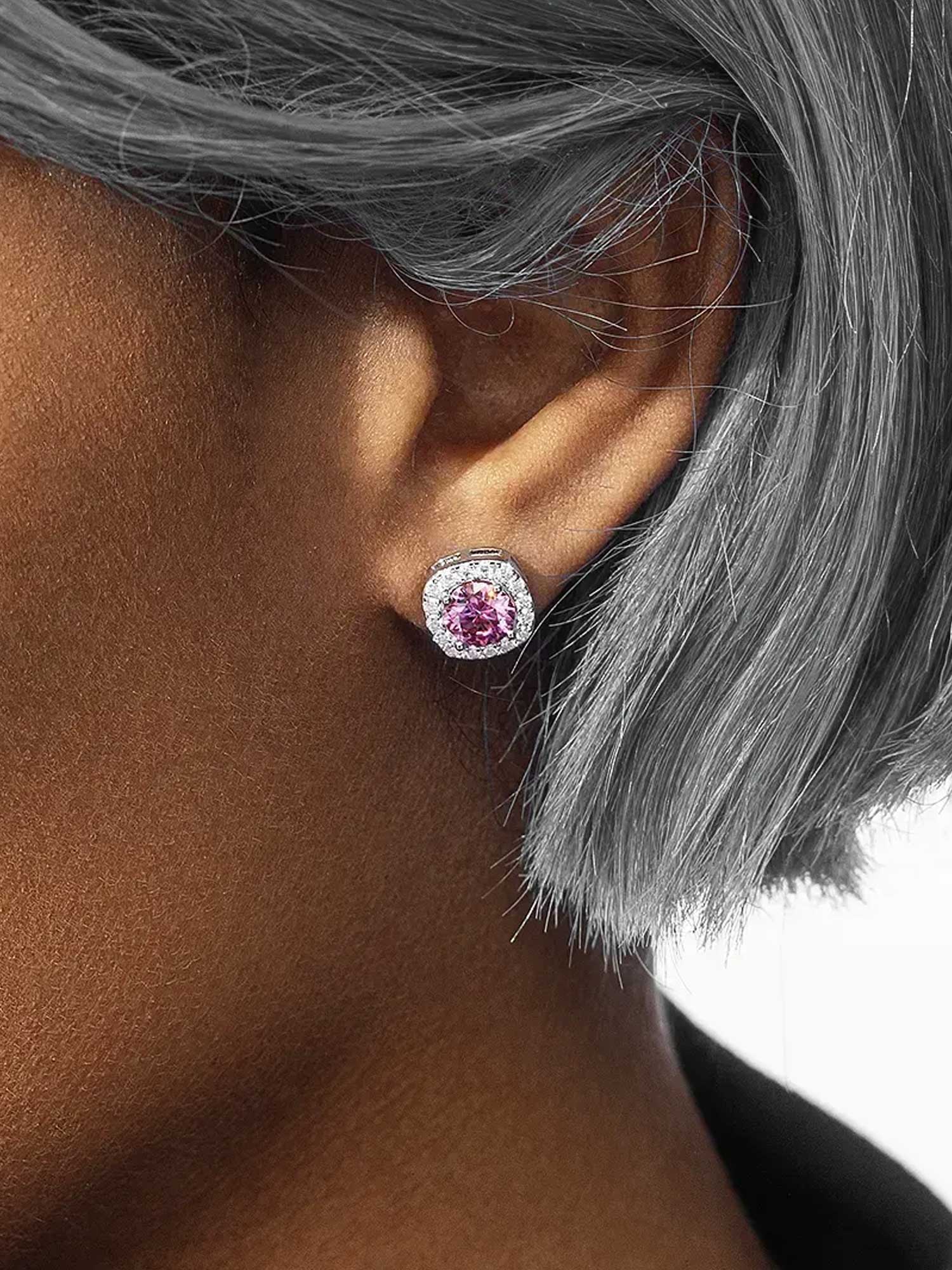 925 Sterling Silver Pink Moissanite Square Stud Earrings - 3.4 Carat Total - Image 6