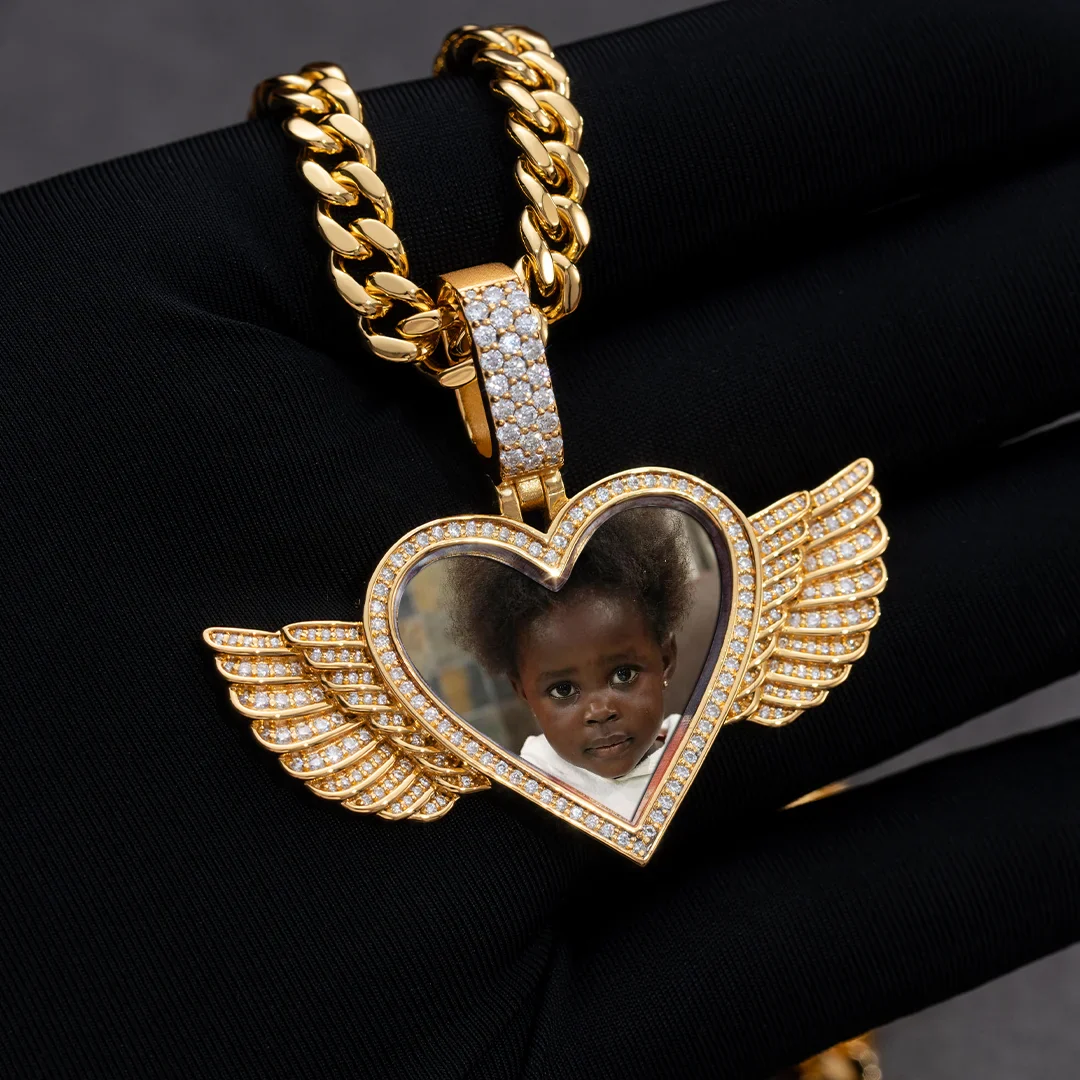 Angel Wings Heart Photo Pendant - Image 3